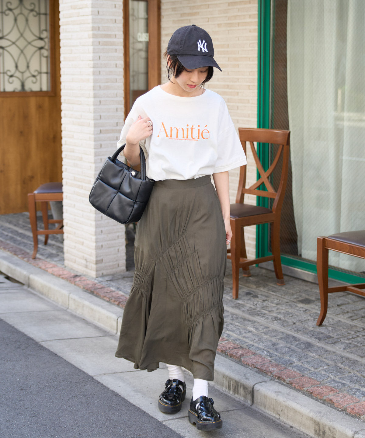 ギャザーアシメ切替スカート