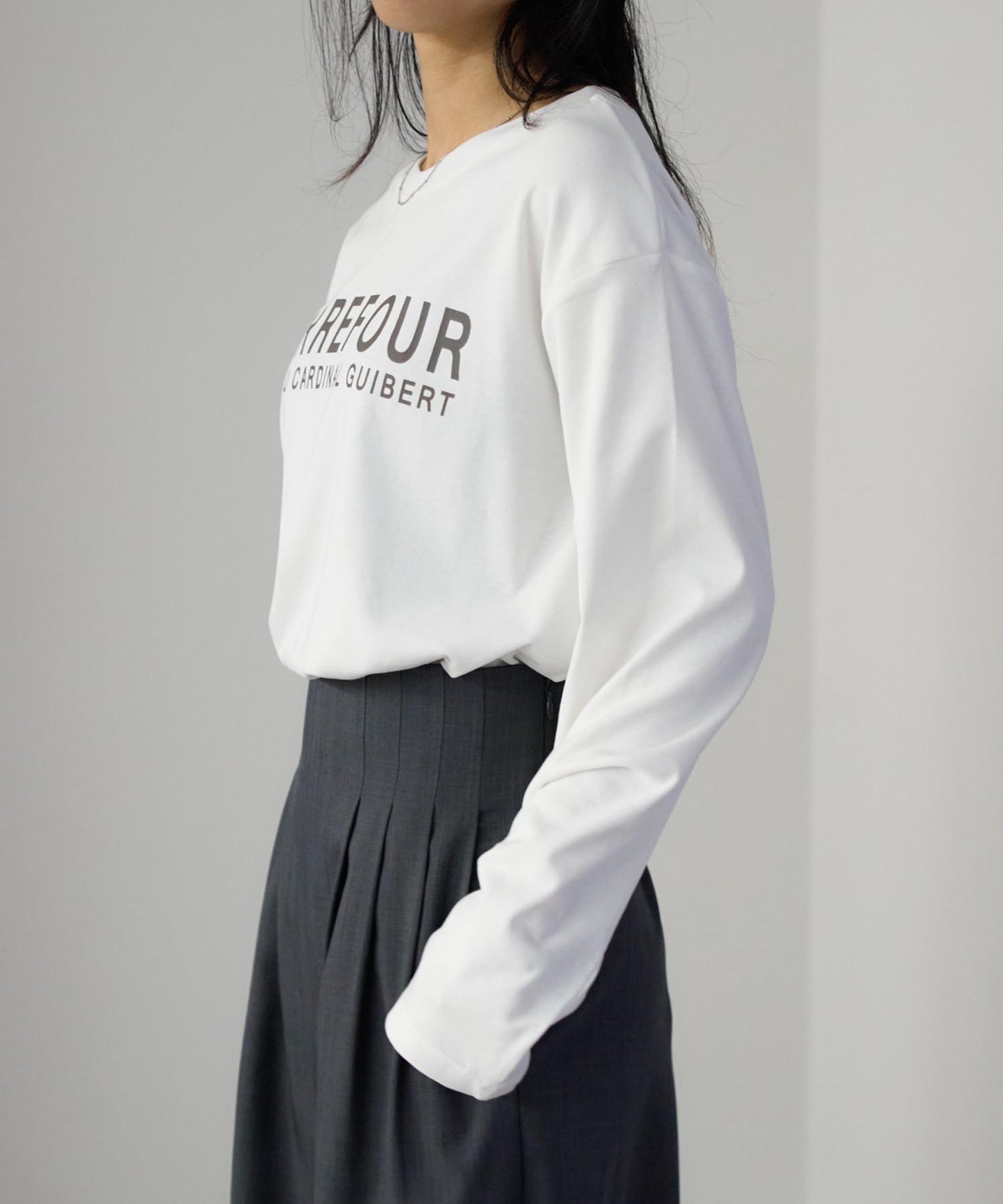 ロゴプリント 長袖Tシャツ/プリントロンT