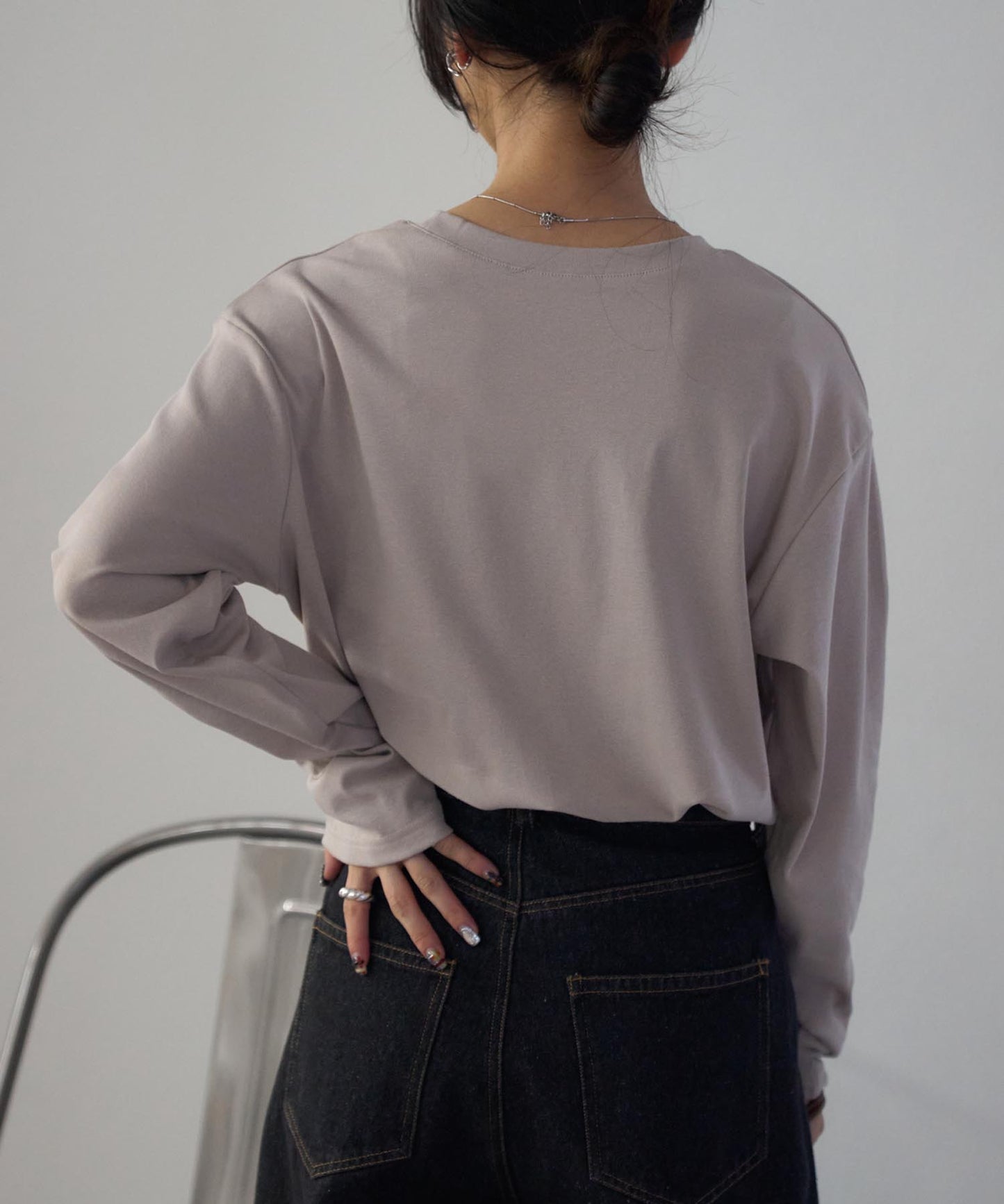 ロゴプリント 長袖Tシャツ/プリントロンT