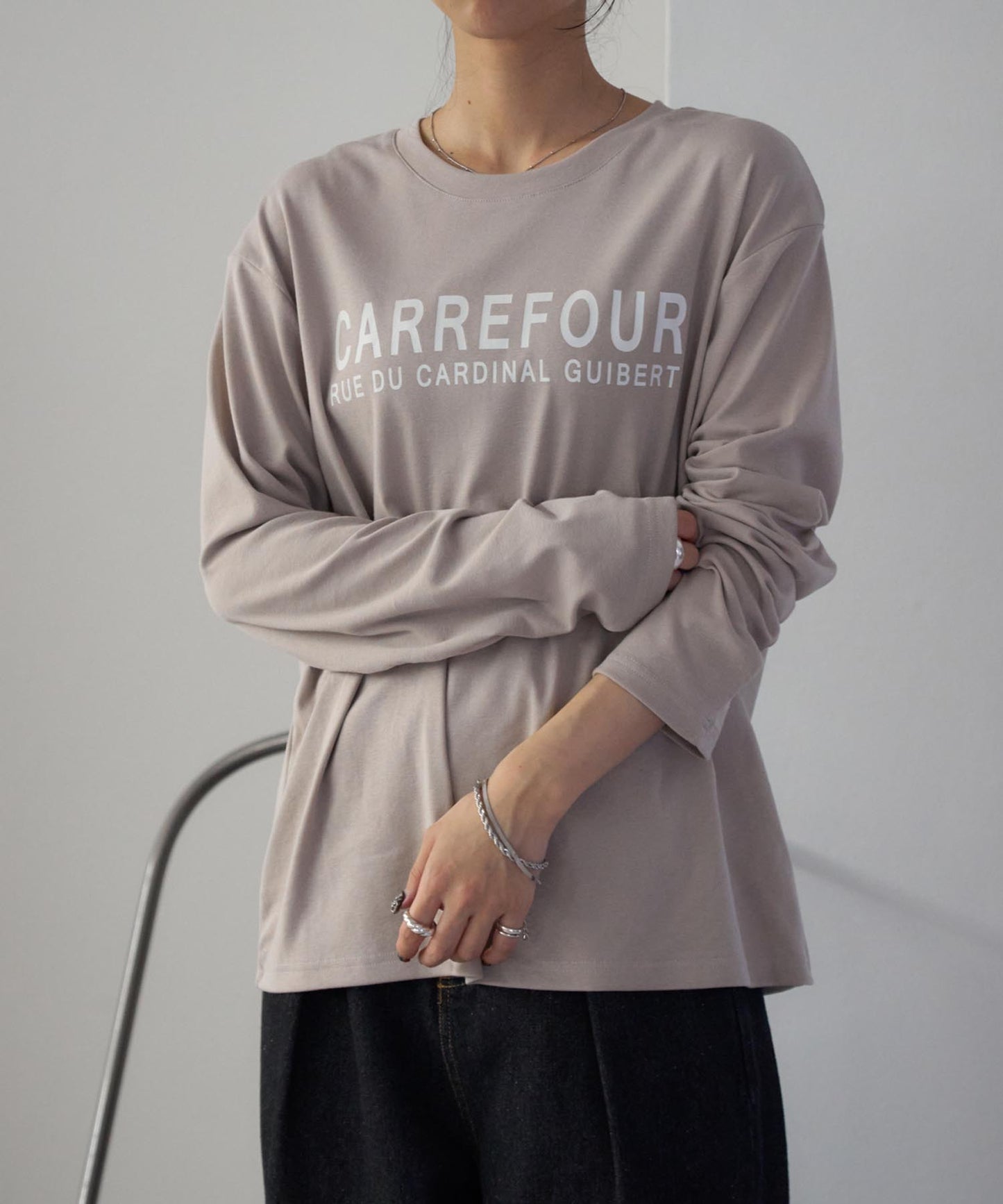 ロゴプリント 長袖Tシャツ/プリントロンT