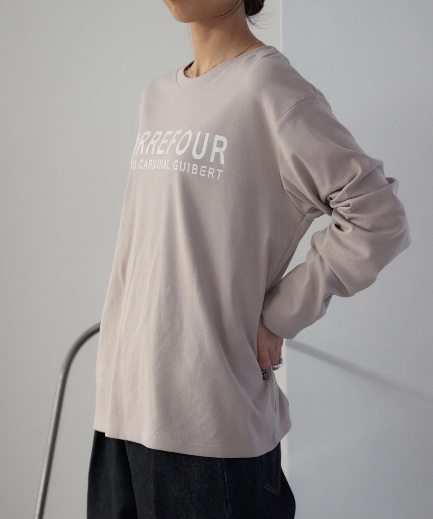 ロゴプリント 長袖Tシャツ/プリントロンT