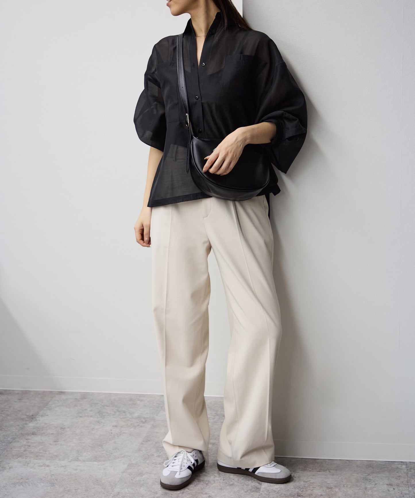 ワイドスリーブシアーシャツ