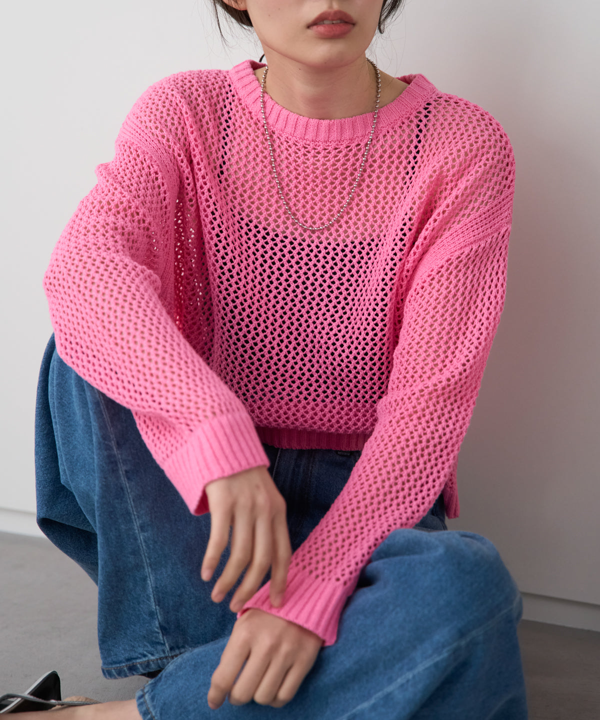 メッシュニットプルオーバー