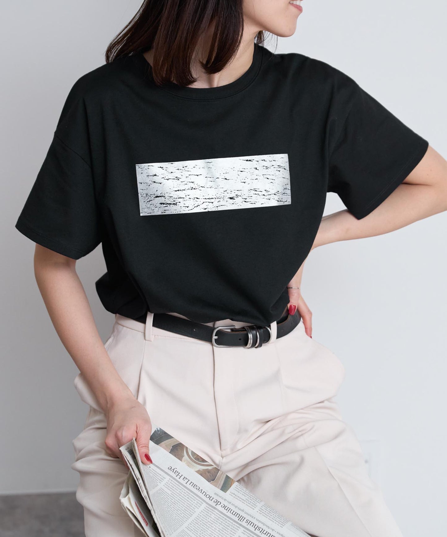 箔プリント半袖Tシャツ