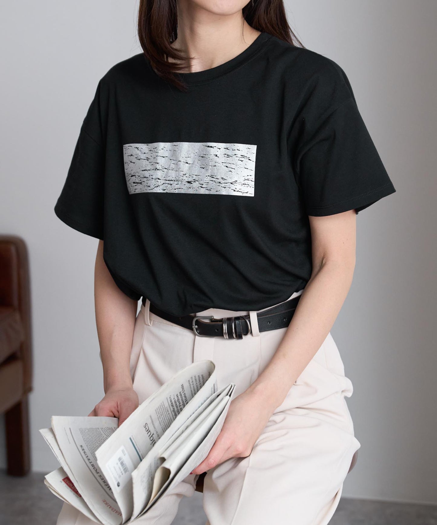 箔プリント半袖Tシャツ