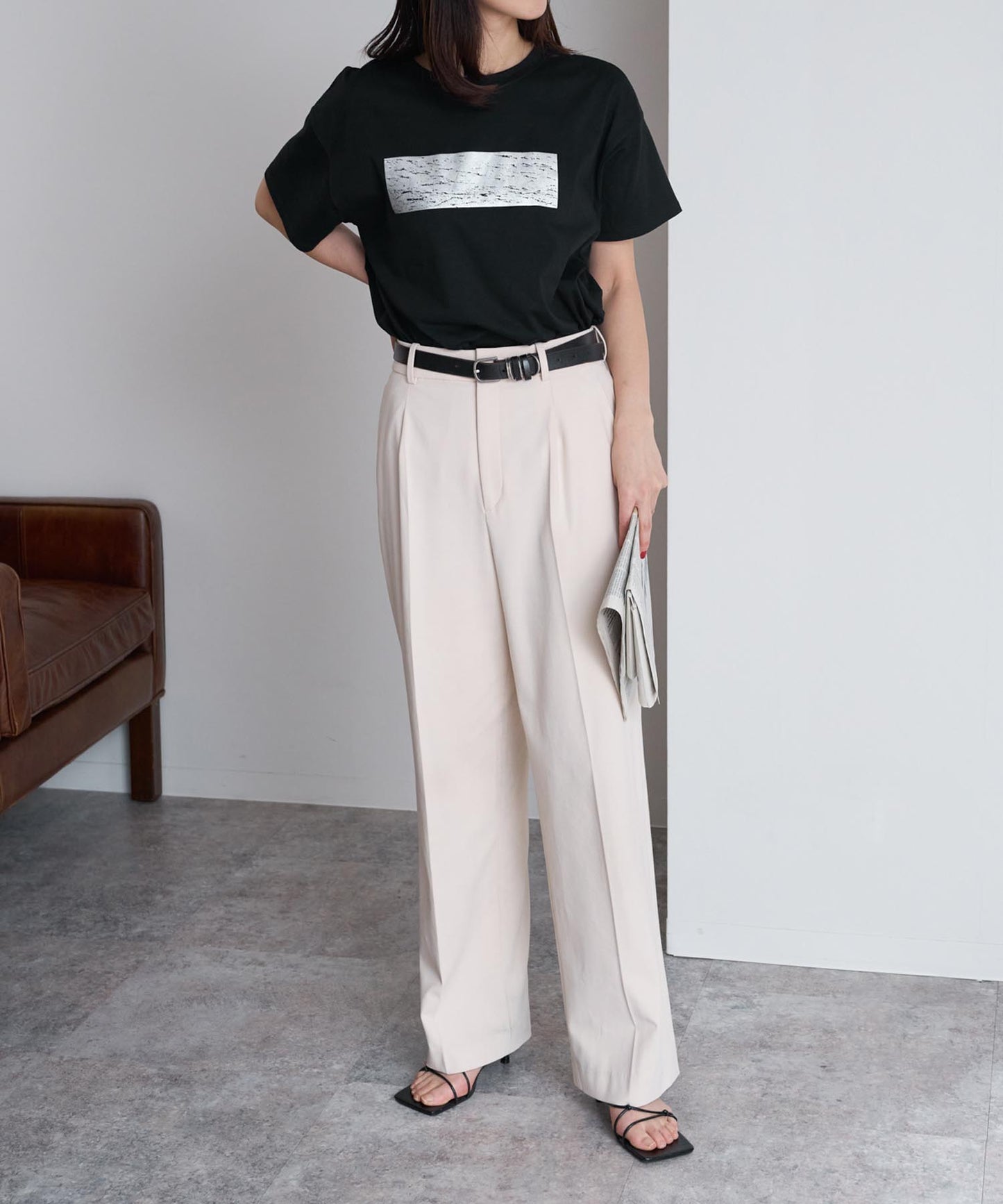 箔プリント半袖Tシャツ