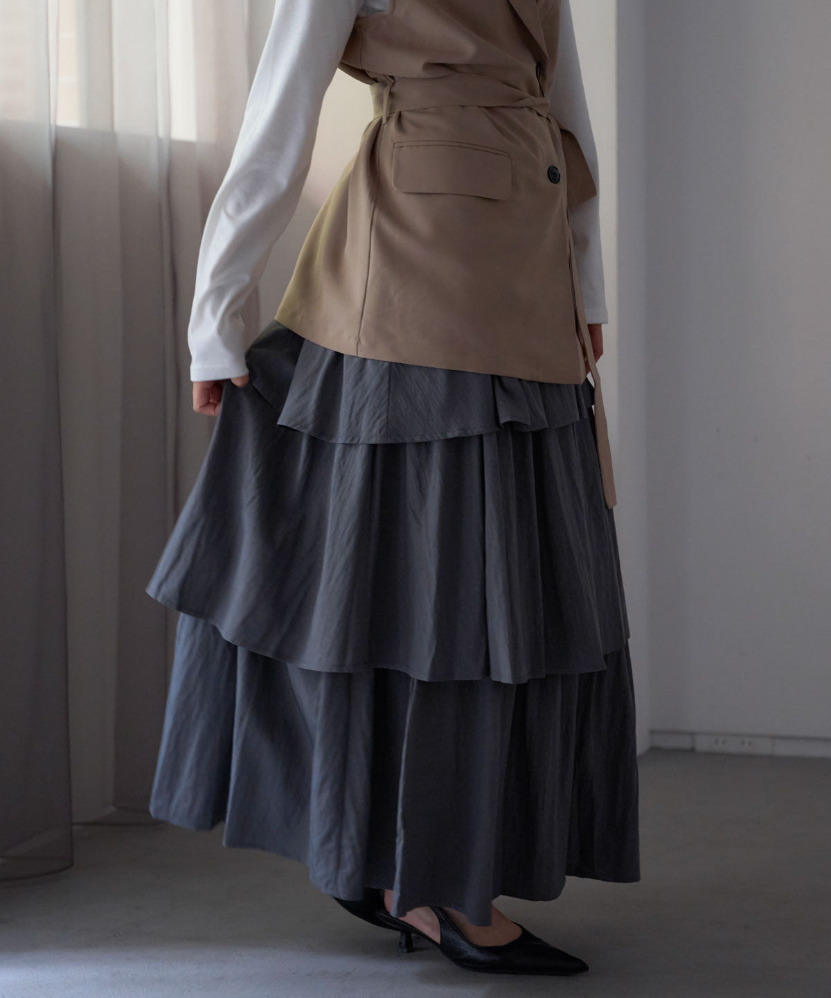 アシメティアードスカート
