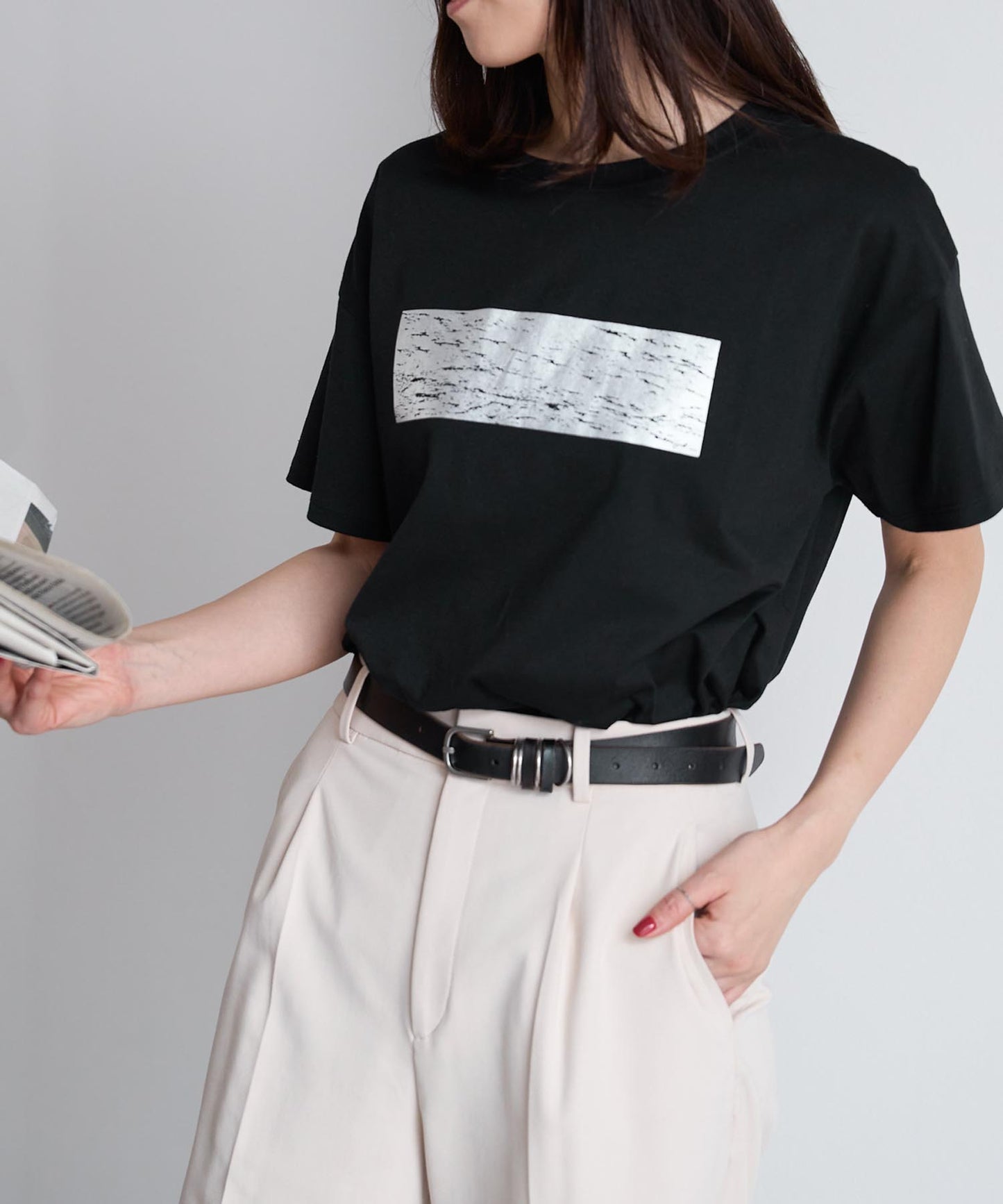 箔プリント半袖Tシャツ