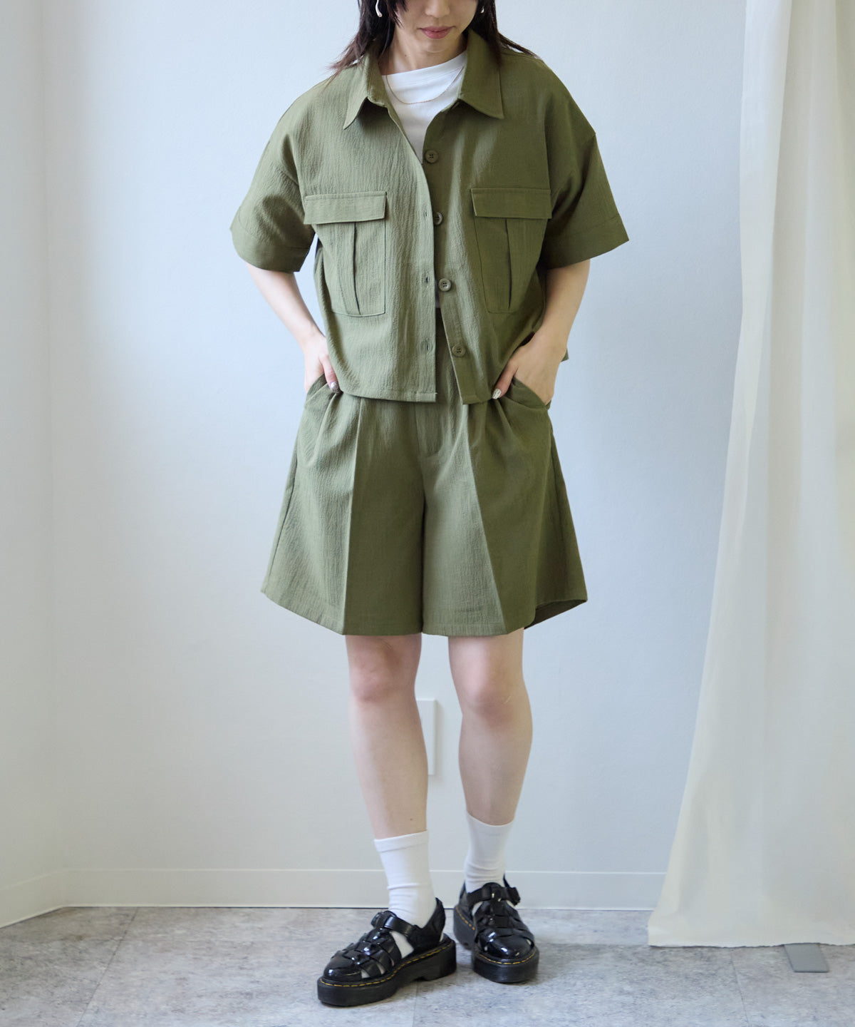【セットアップ対応】シャツブラウス