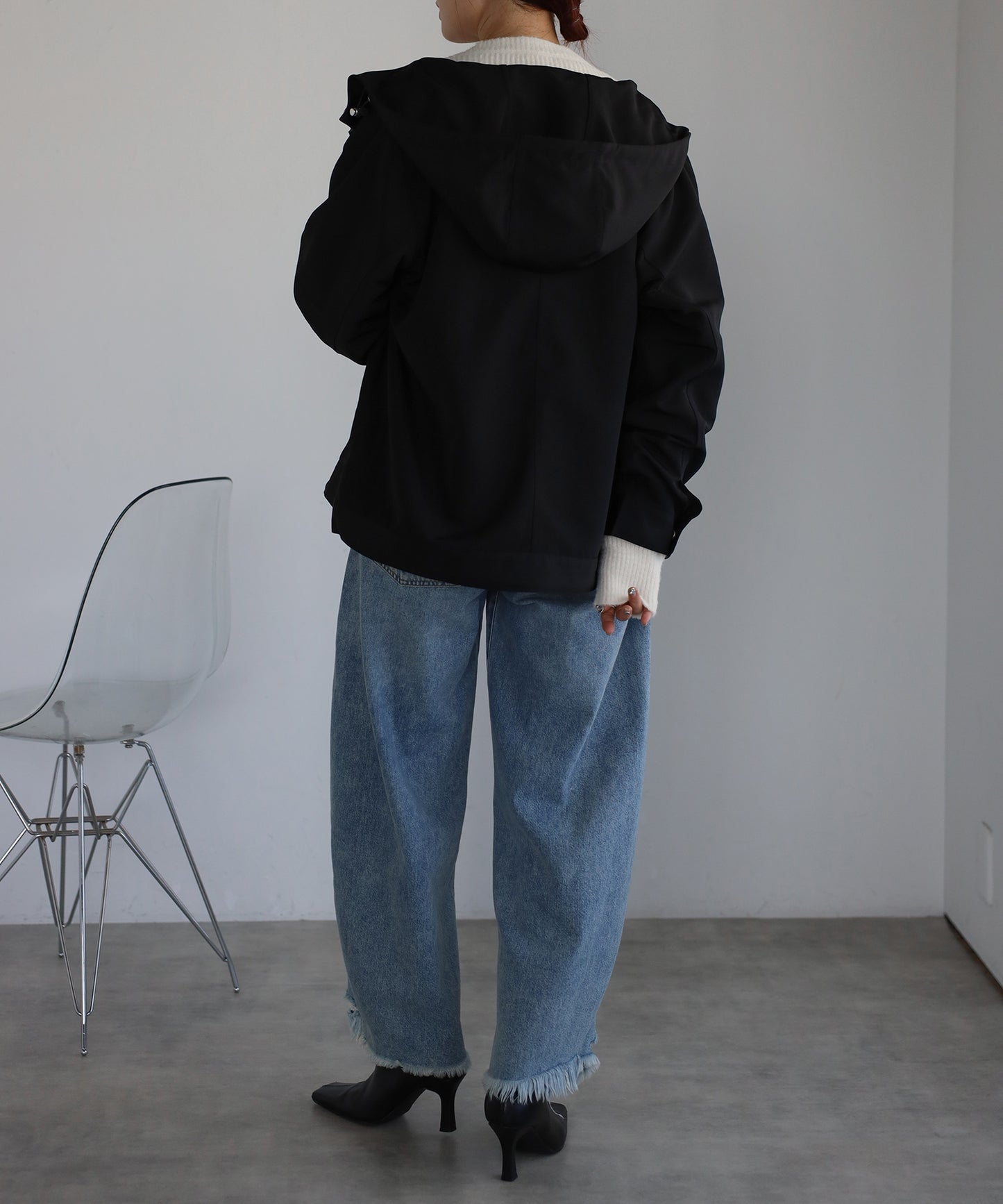 【撥水加工】ミドル丈マウンテンパーカー/フードブルゾン