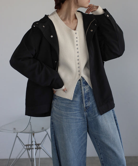 【撥水加工】ミドル丈マウンテンパーカー/フードブルゾン