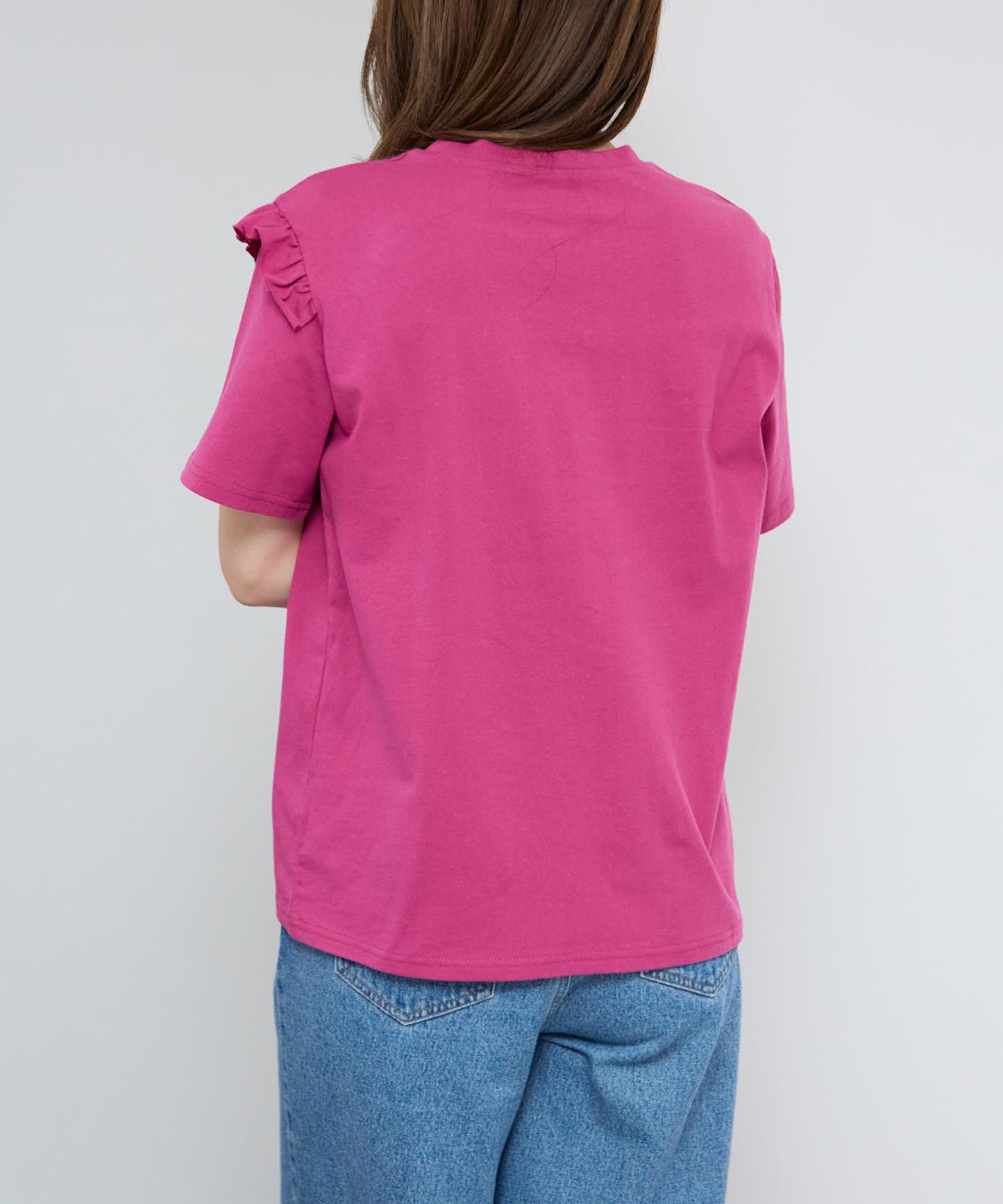 アシンメトリーフリル半袖Tシャツ