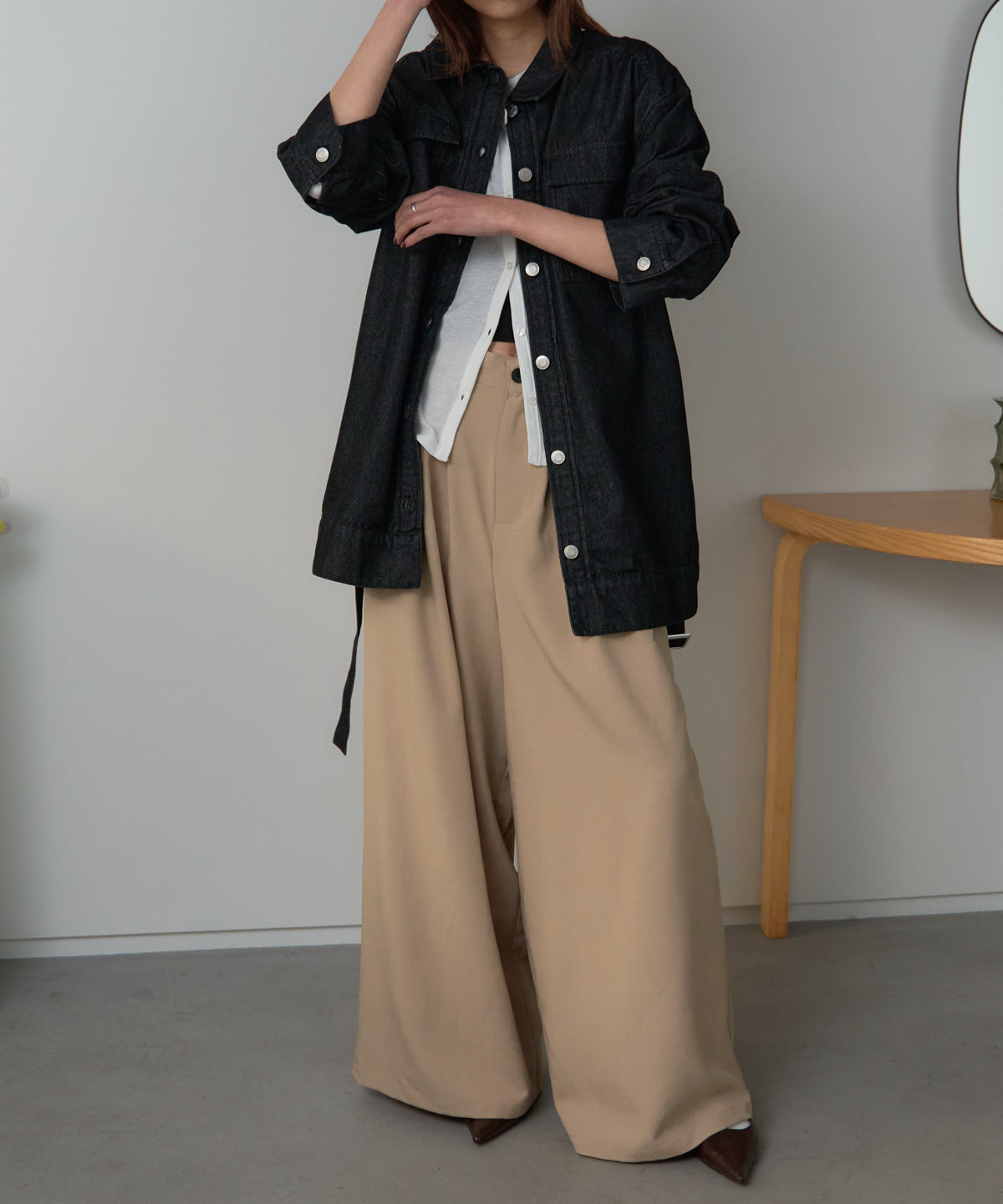 ベルト付きデニムジャケット