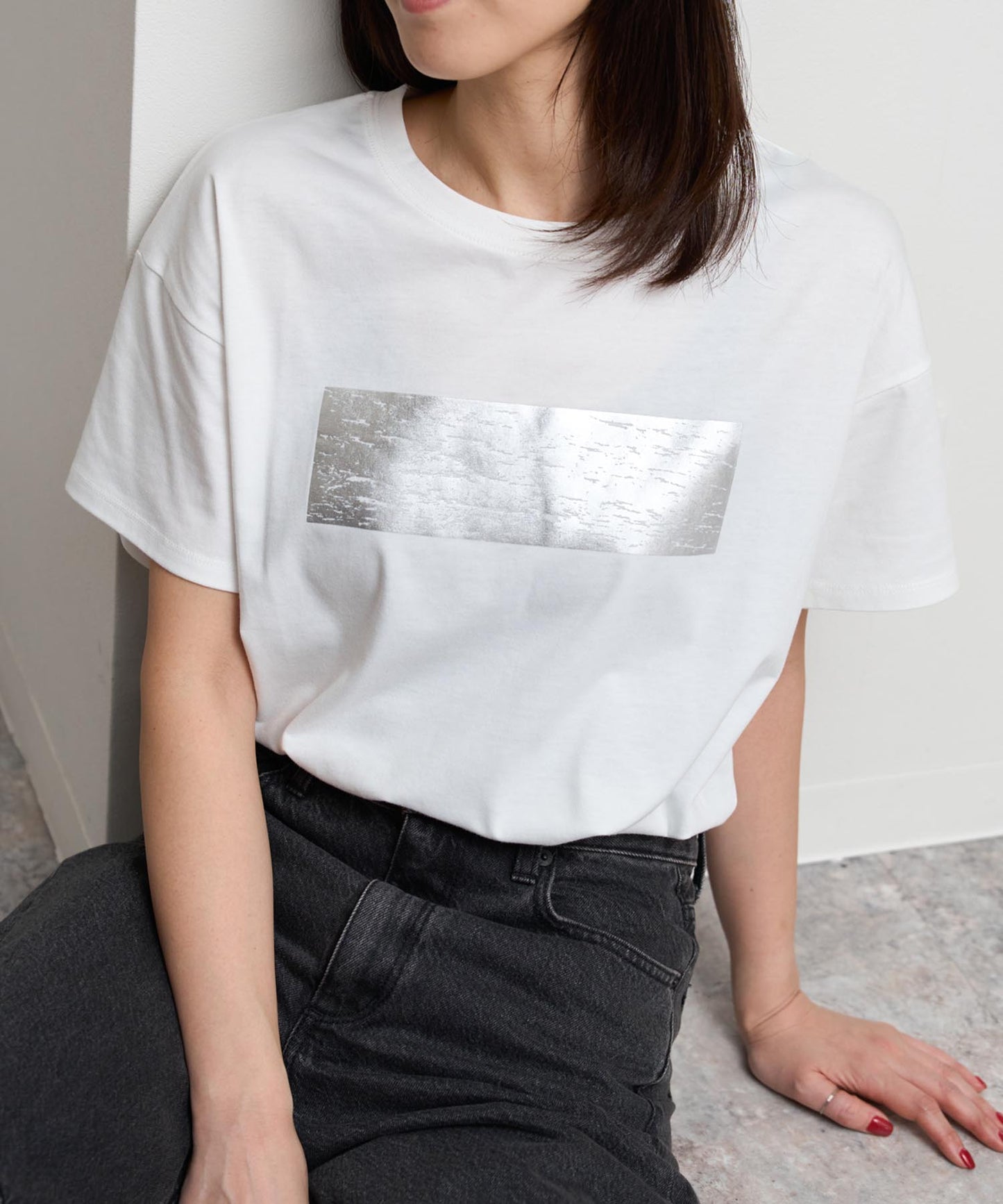 箔プリント半袖Tシャツ
