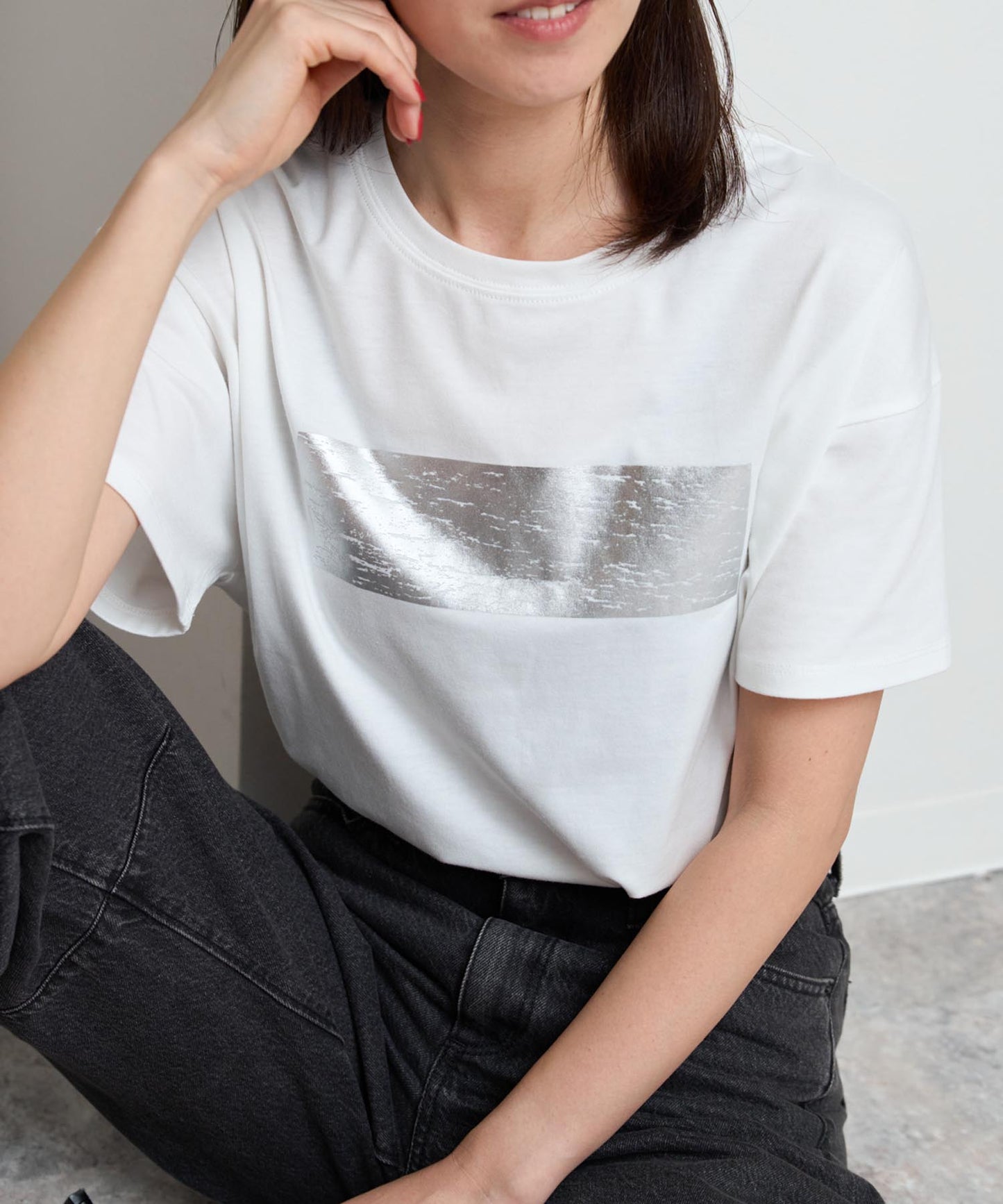 箔プリント半袖Tシャツ