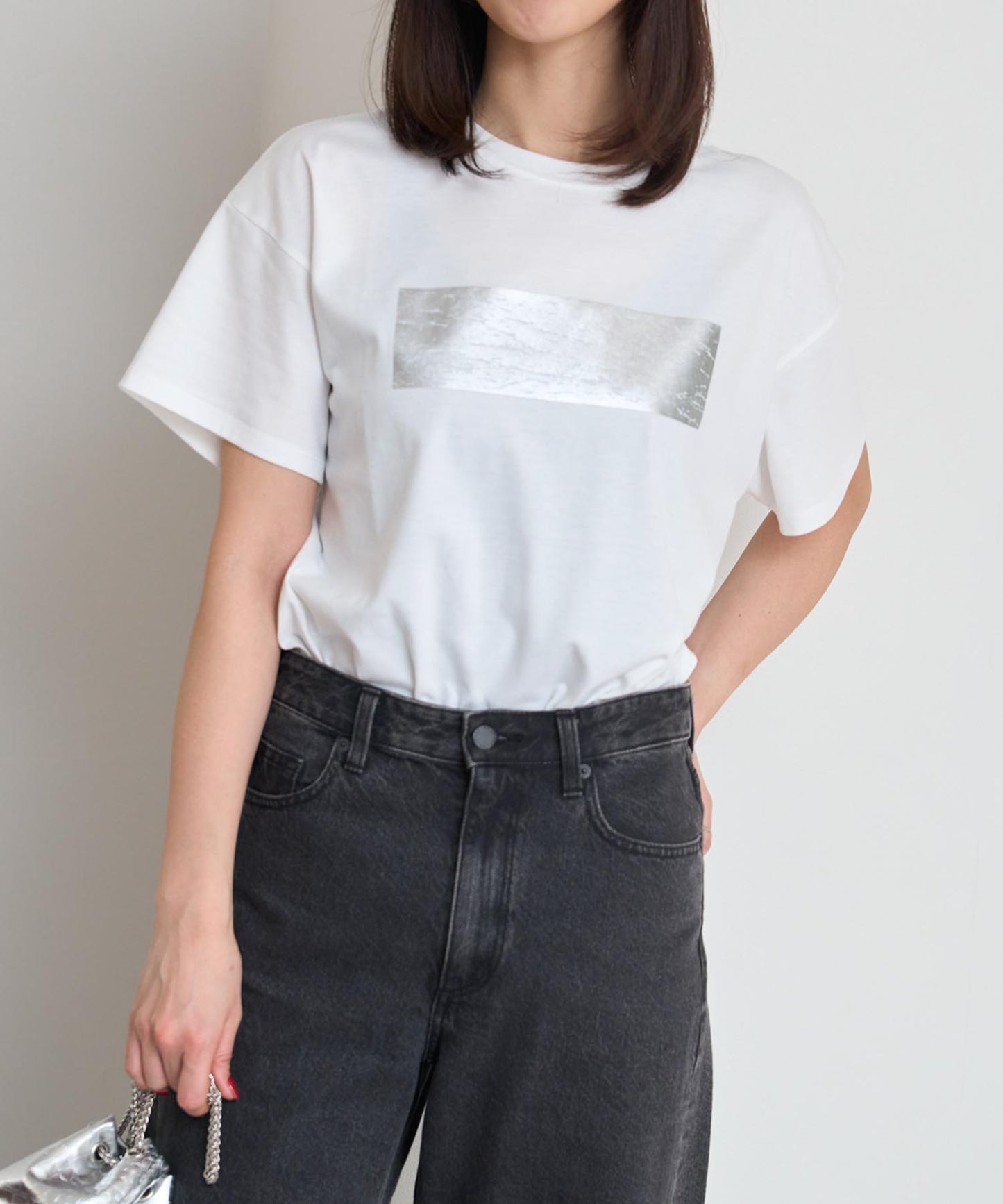 箔プリント半袖Tシャツ