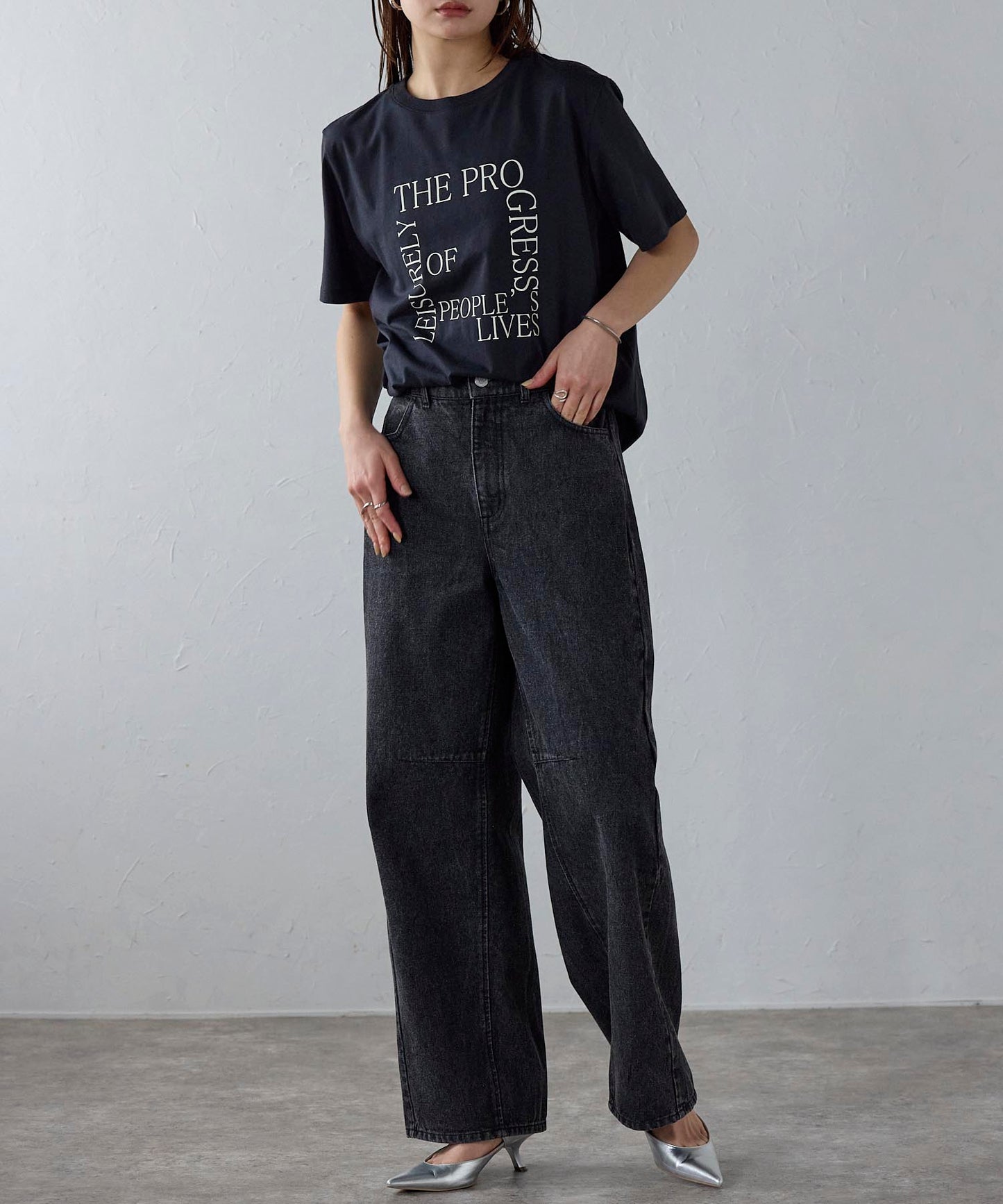 スクエアロゴで魅せる スーピマ半袖Tシャツ