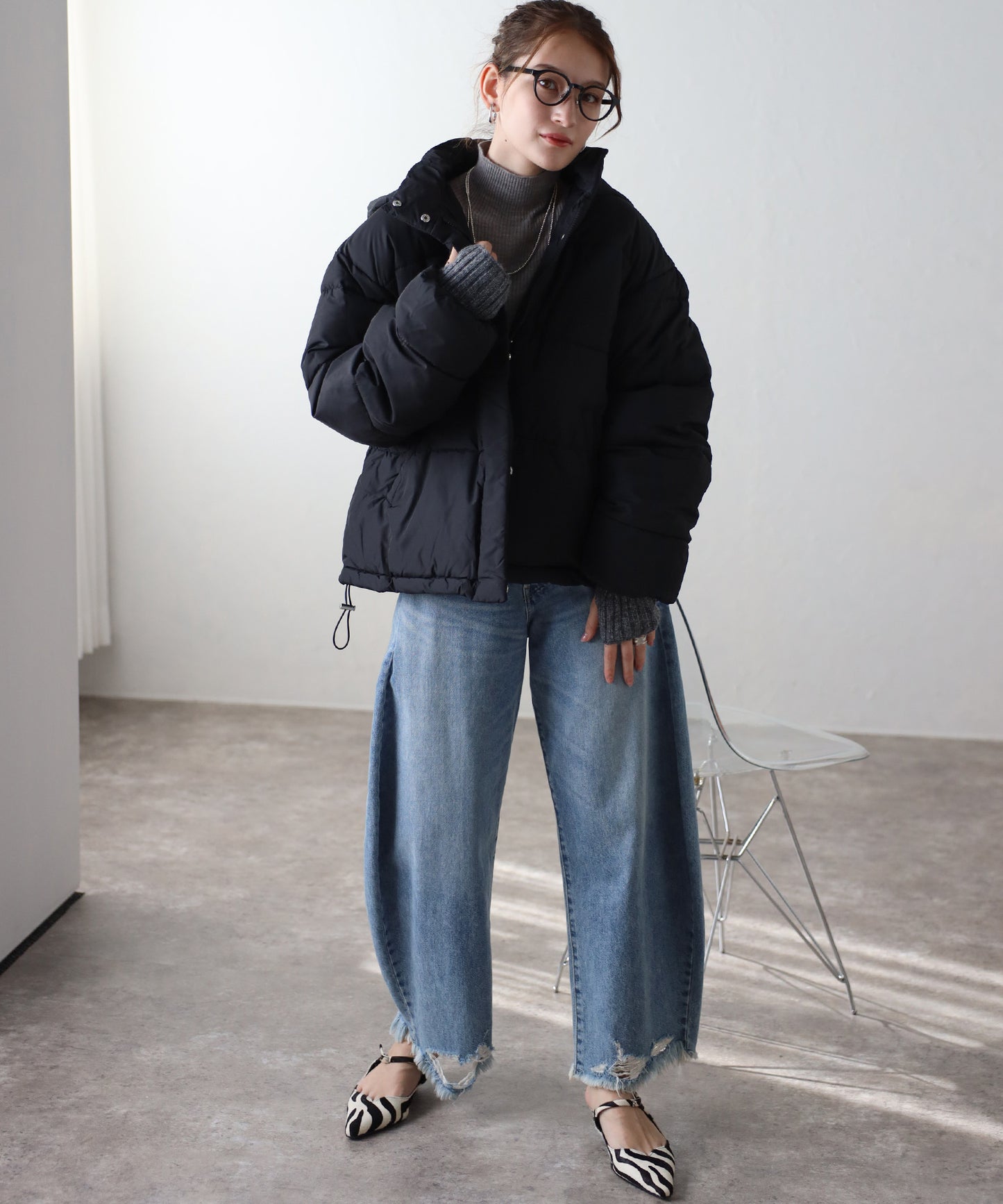 フード付き中綿ジャケット