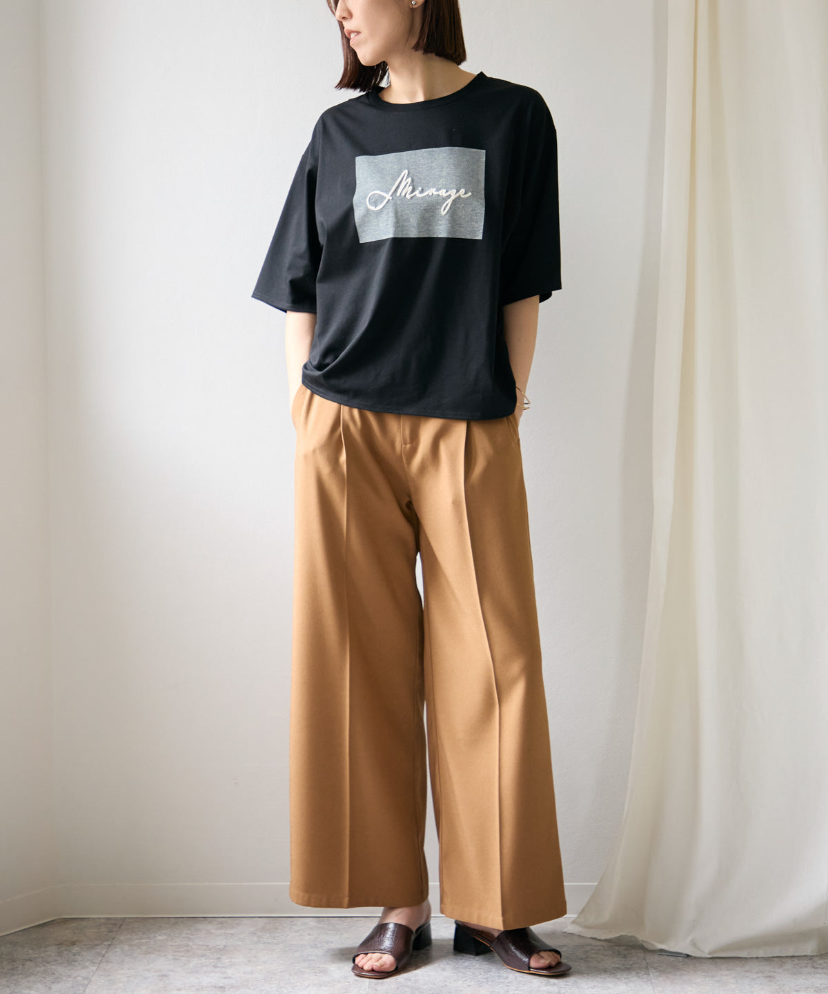半袖ボックスプリントTシャツ