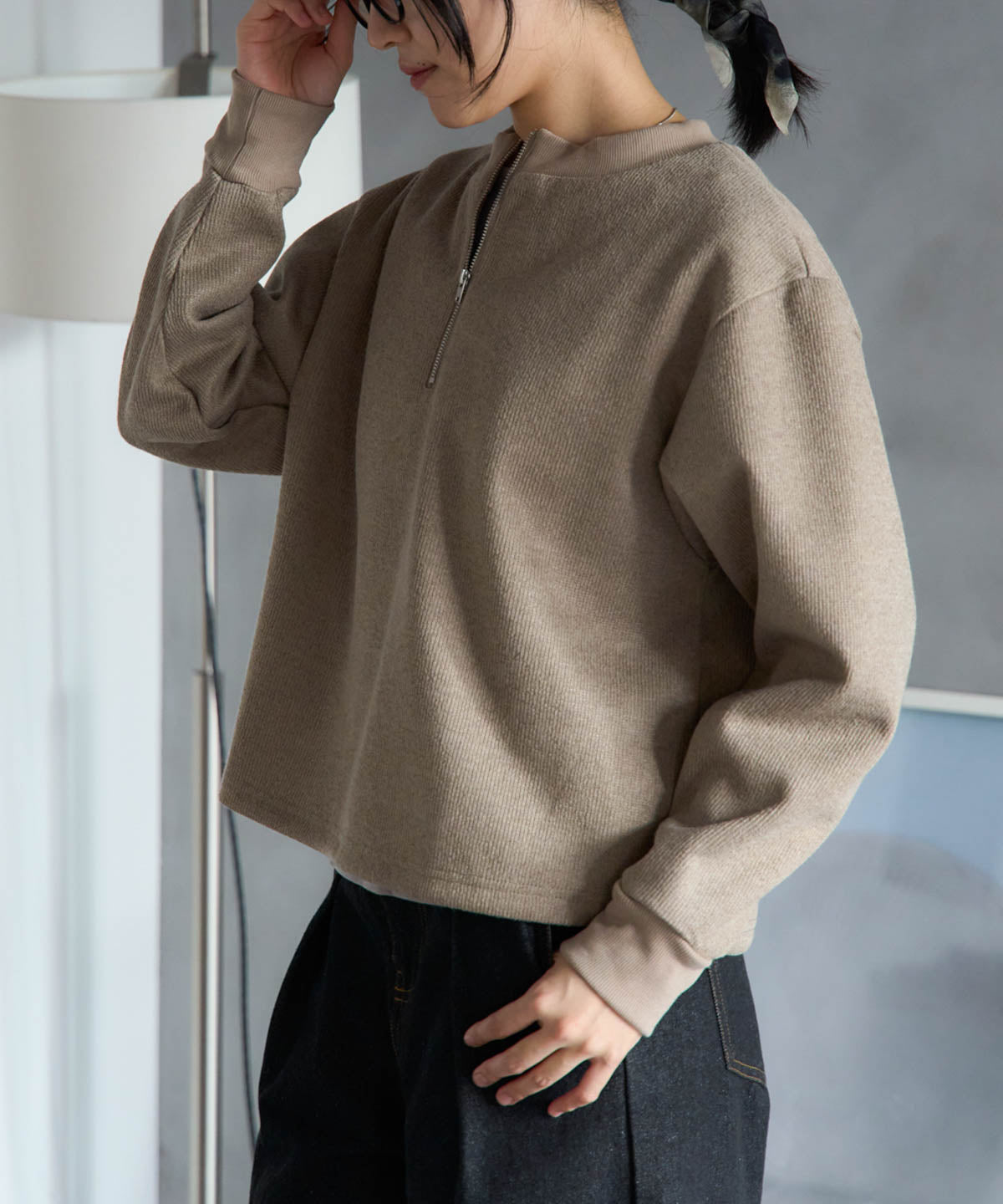 ジップアップ プルオーバー