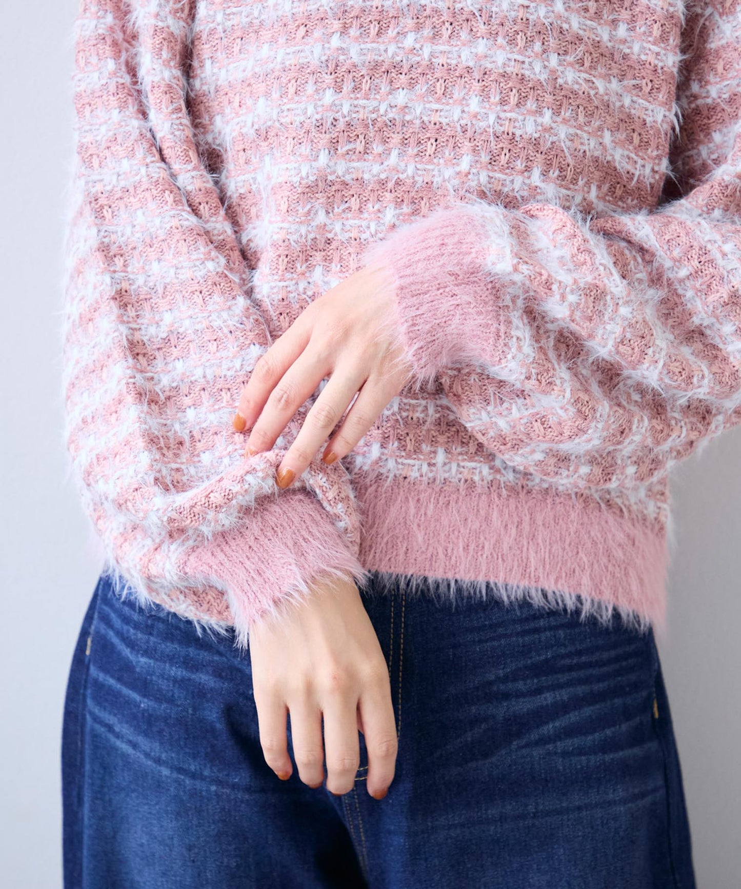 ツイード風ニットプルオーバー