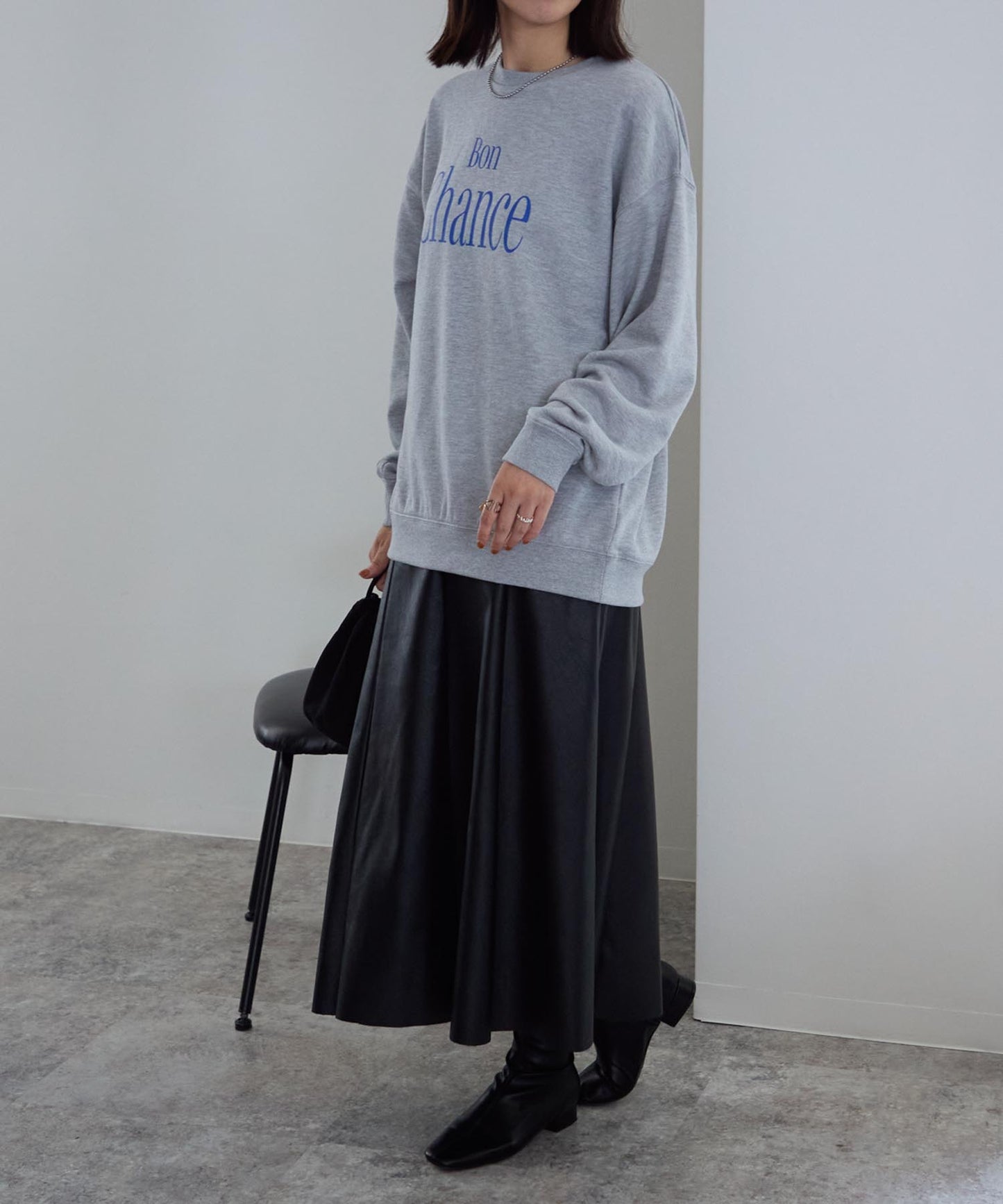 フェイクレザーフレアスカート〈セットアップ対応〉
