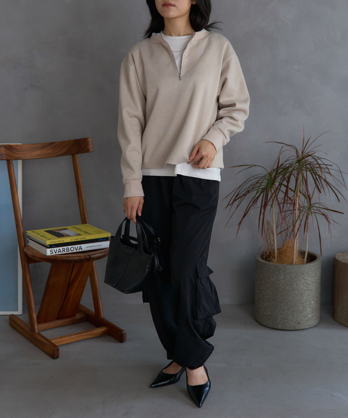 ジップアップ プルオーバー
