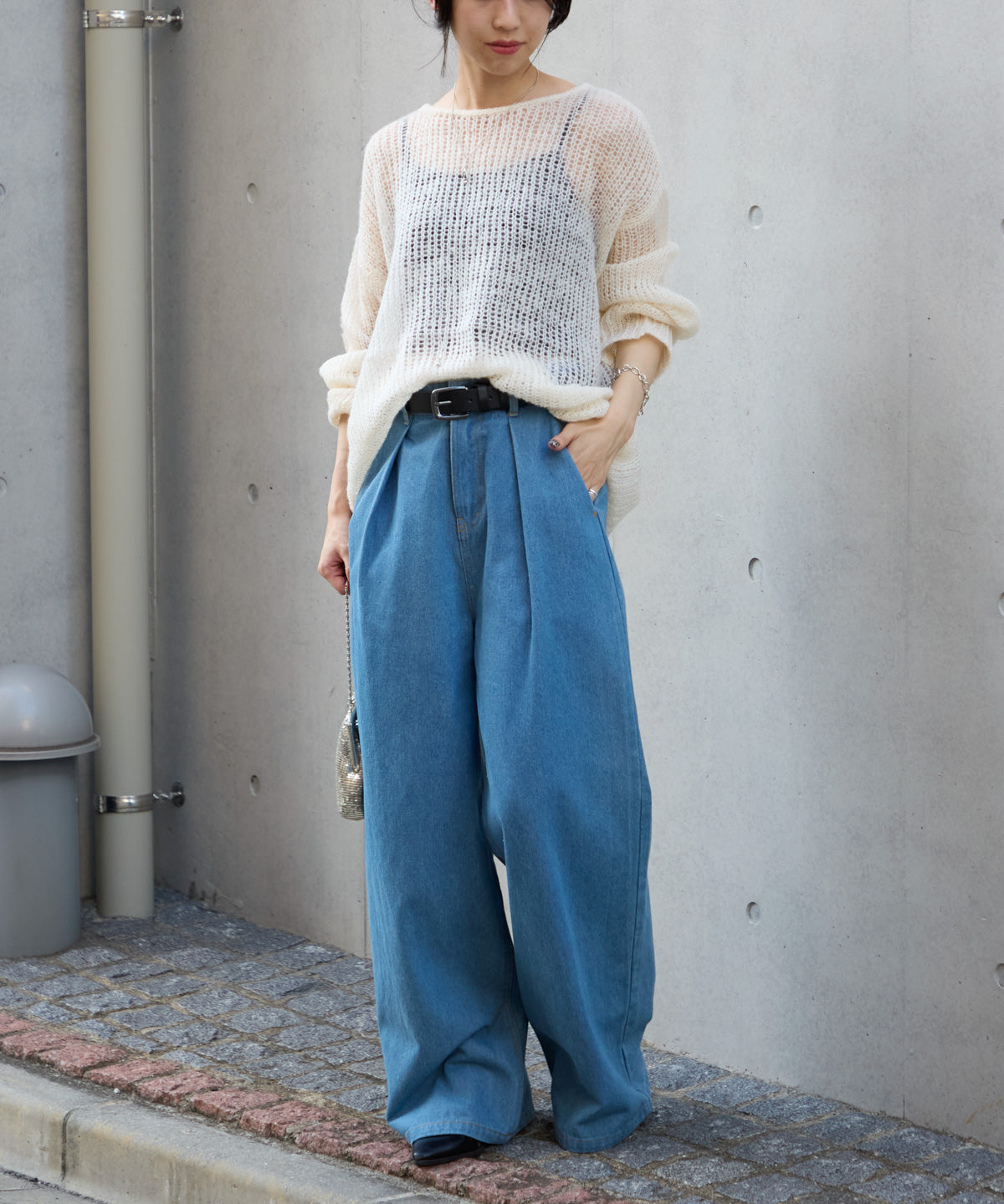 シアーモヘアタッチロングニットプルオーバー