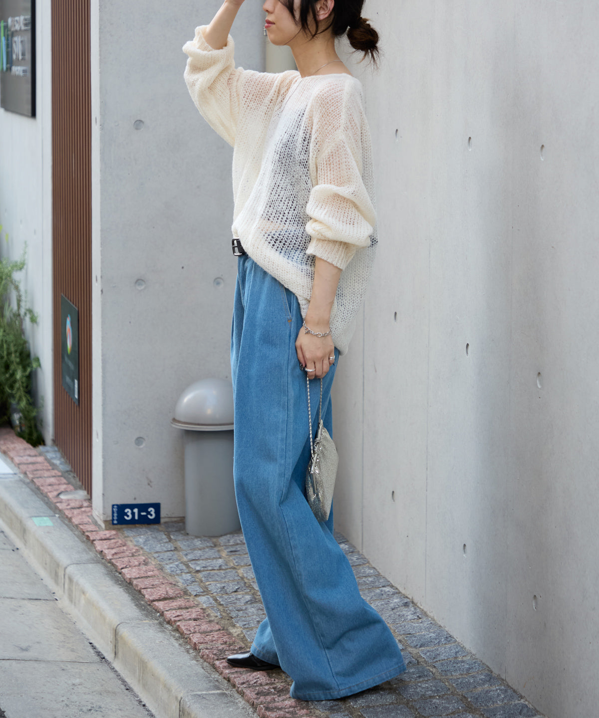 シアーモヘアタッチロングニットプルオーバー