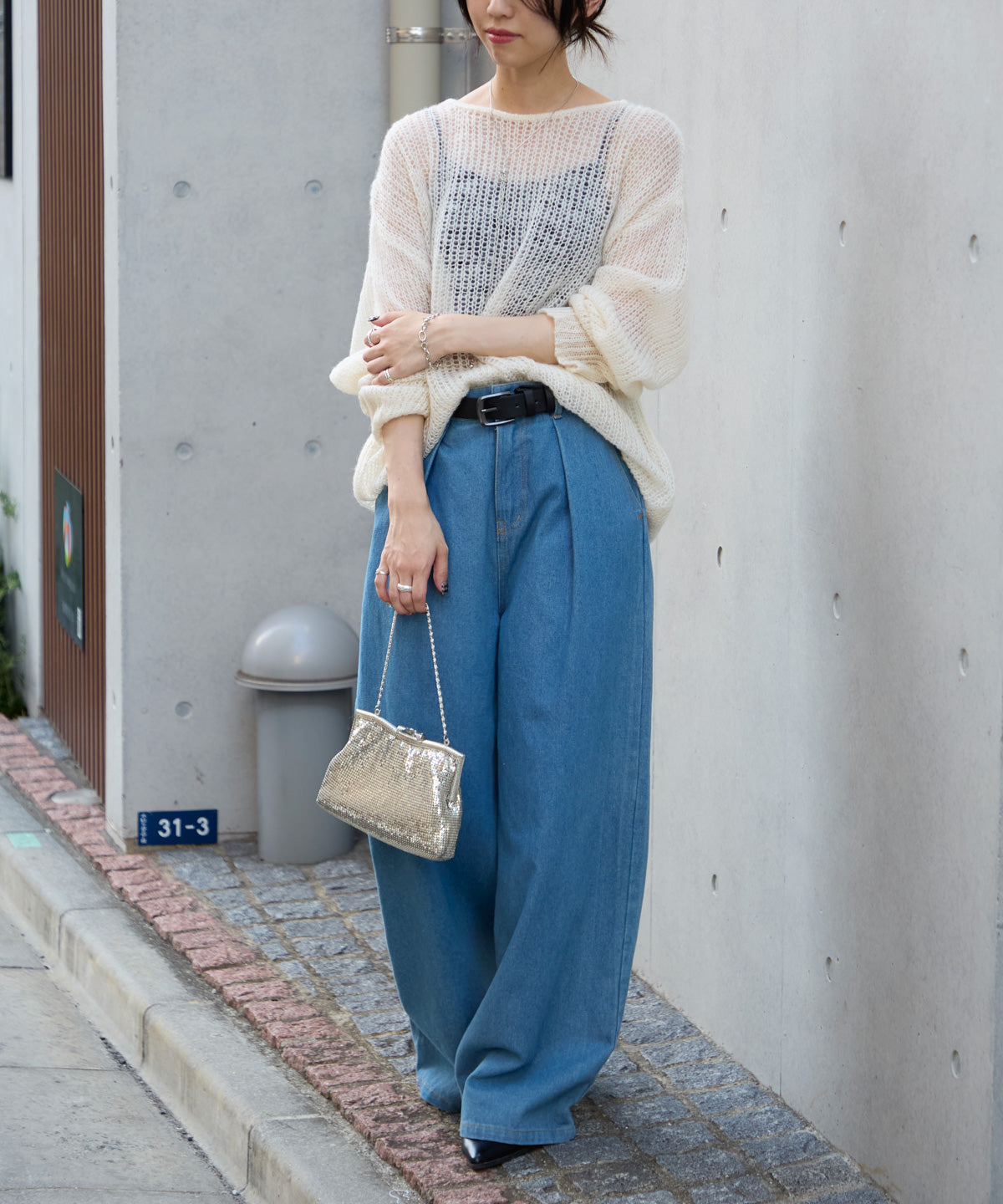 シアーモヘアタッチロングニットプルオーバー