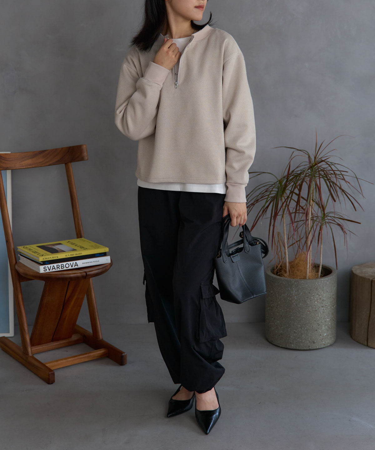 ジップアップ プルオーバー