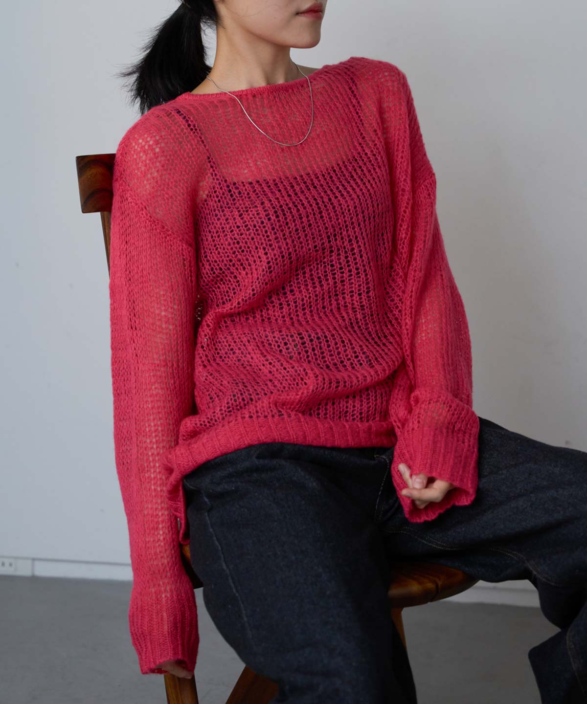 シアーモヘアタッチロングニットプルオーバー