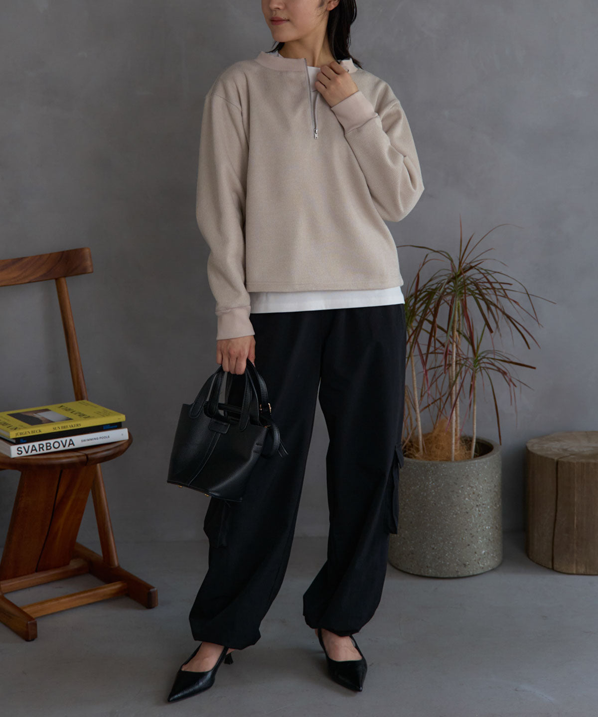ジップアップ プルオーバー