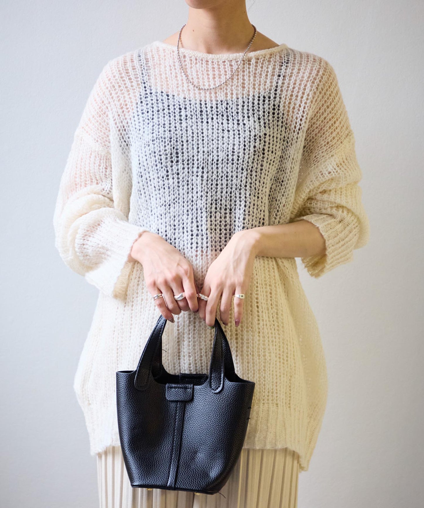 シアーモヘアタッチロングニットプルオーバー