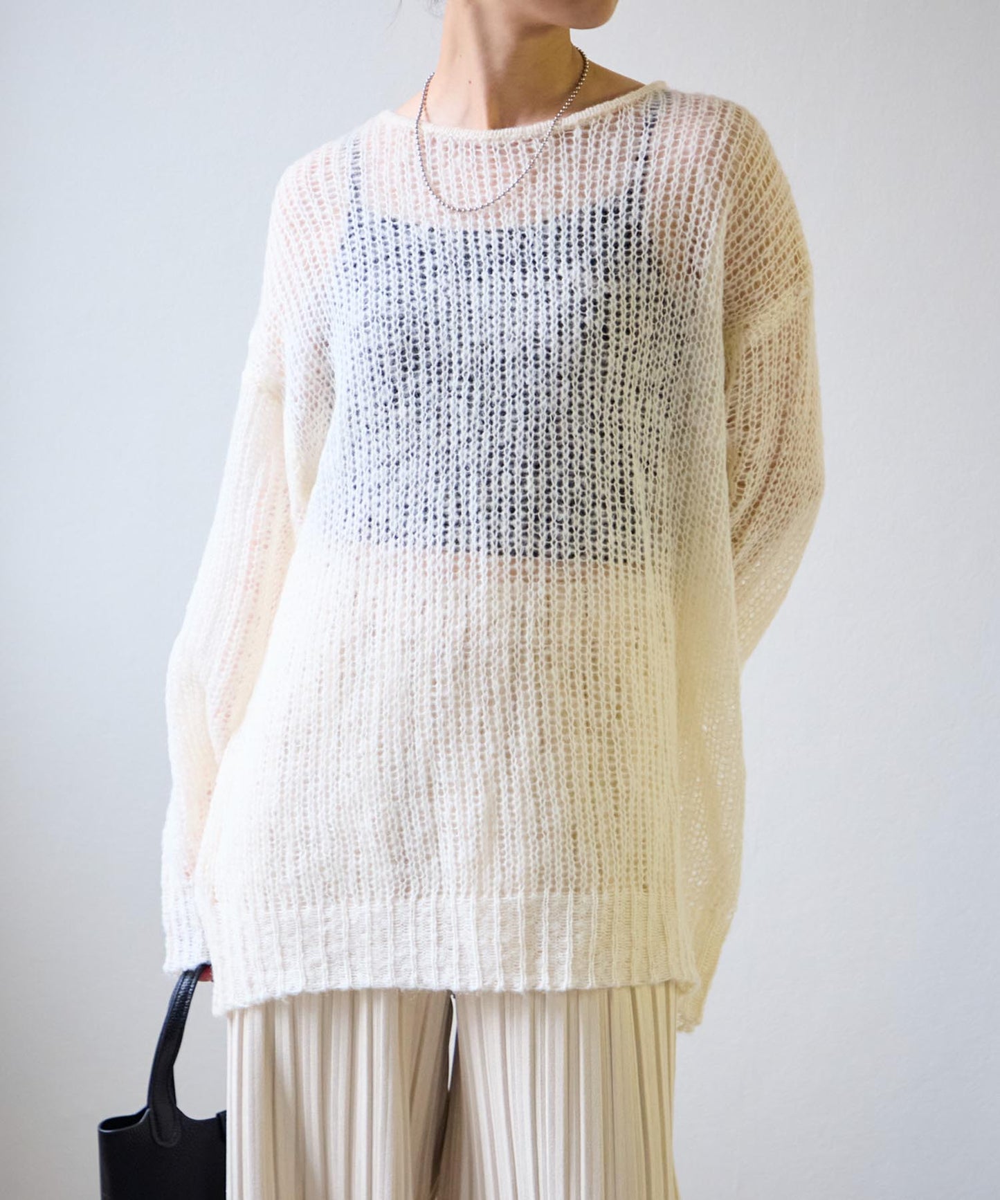 シアーモヘアタッチロングニットプルオーバー