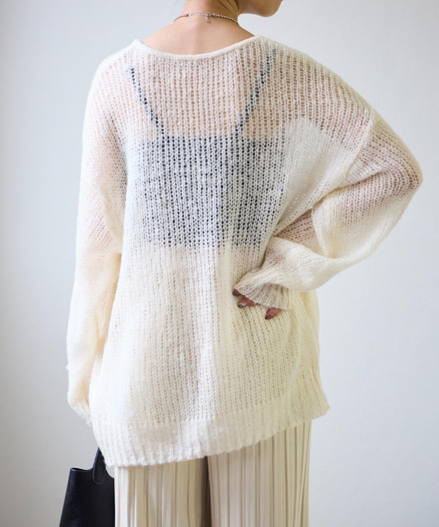 シアーモヘアタッチロングニットプルオーバー