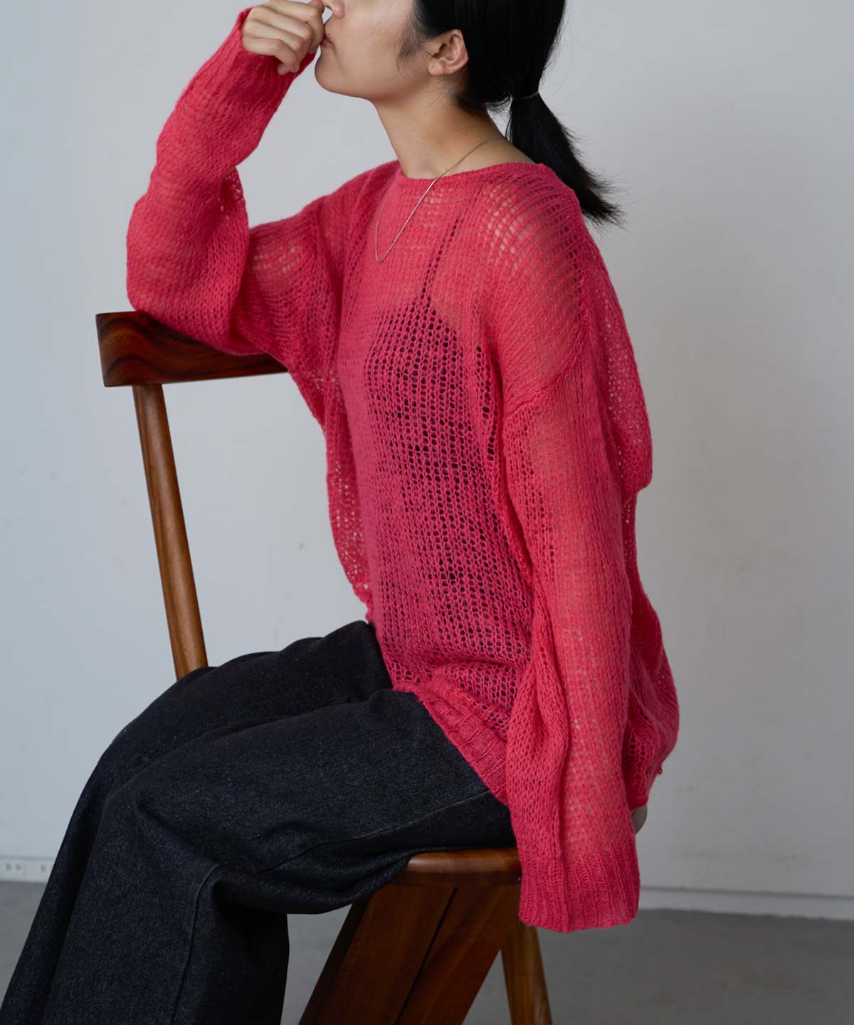 シアーモヘアタッチロングニットプルオーバー