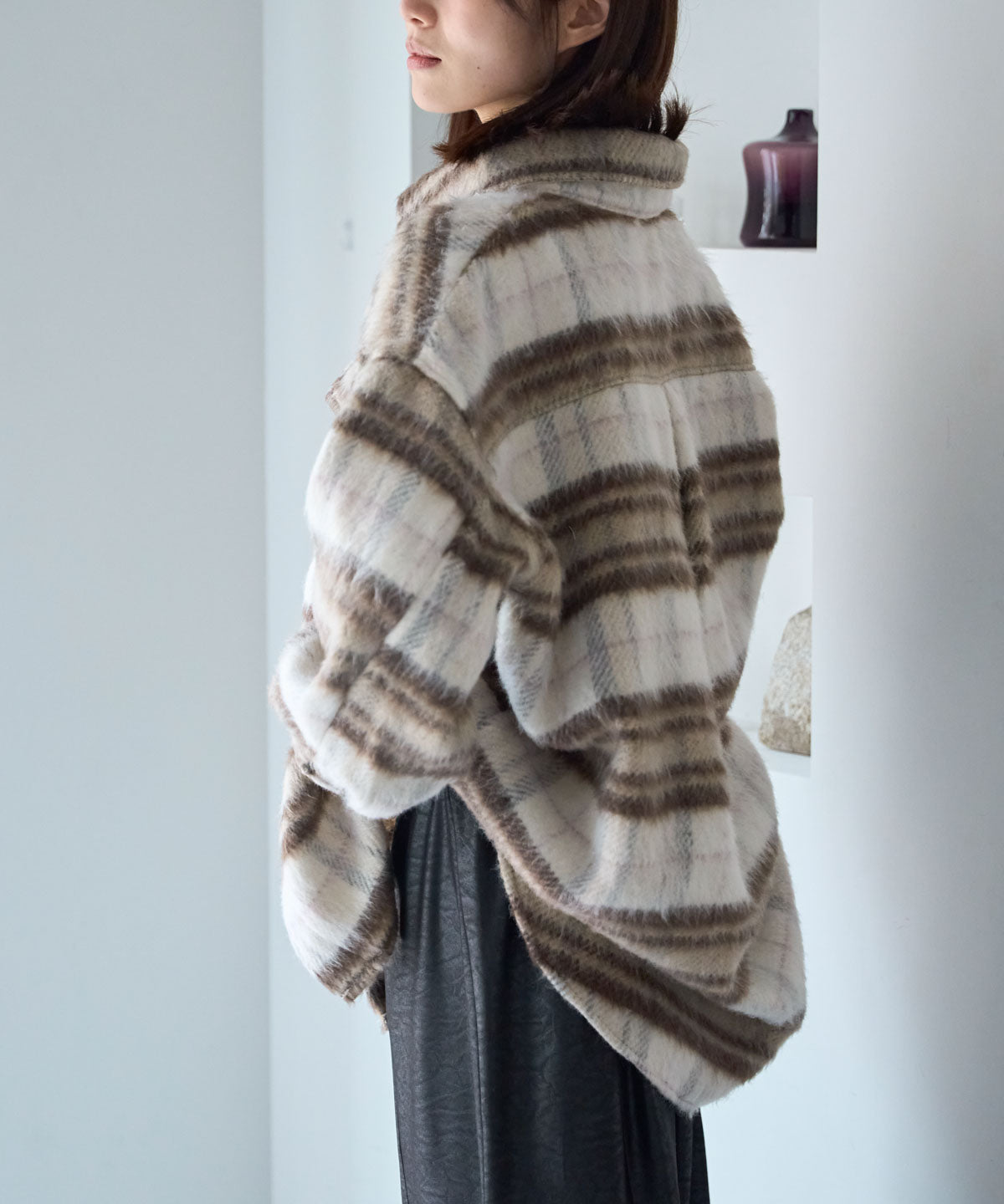 シャギーチェックシャツジャケット