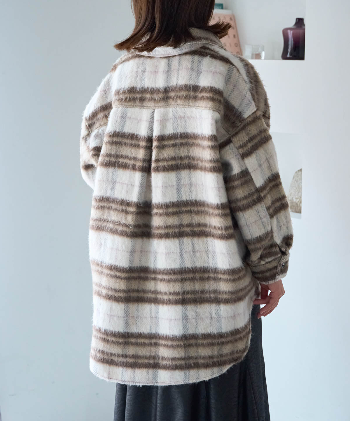 シャギーチェックシャツジャケット