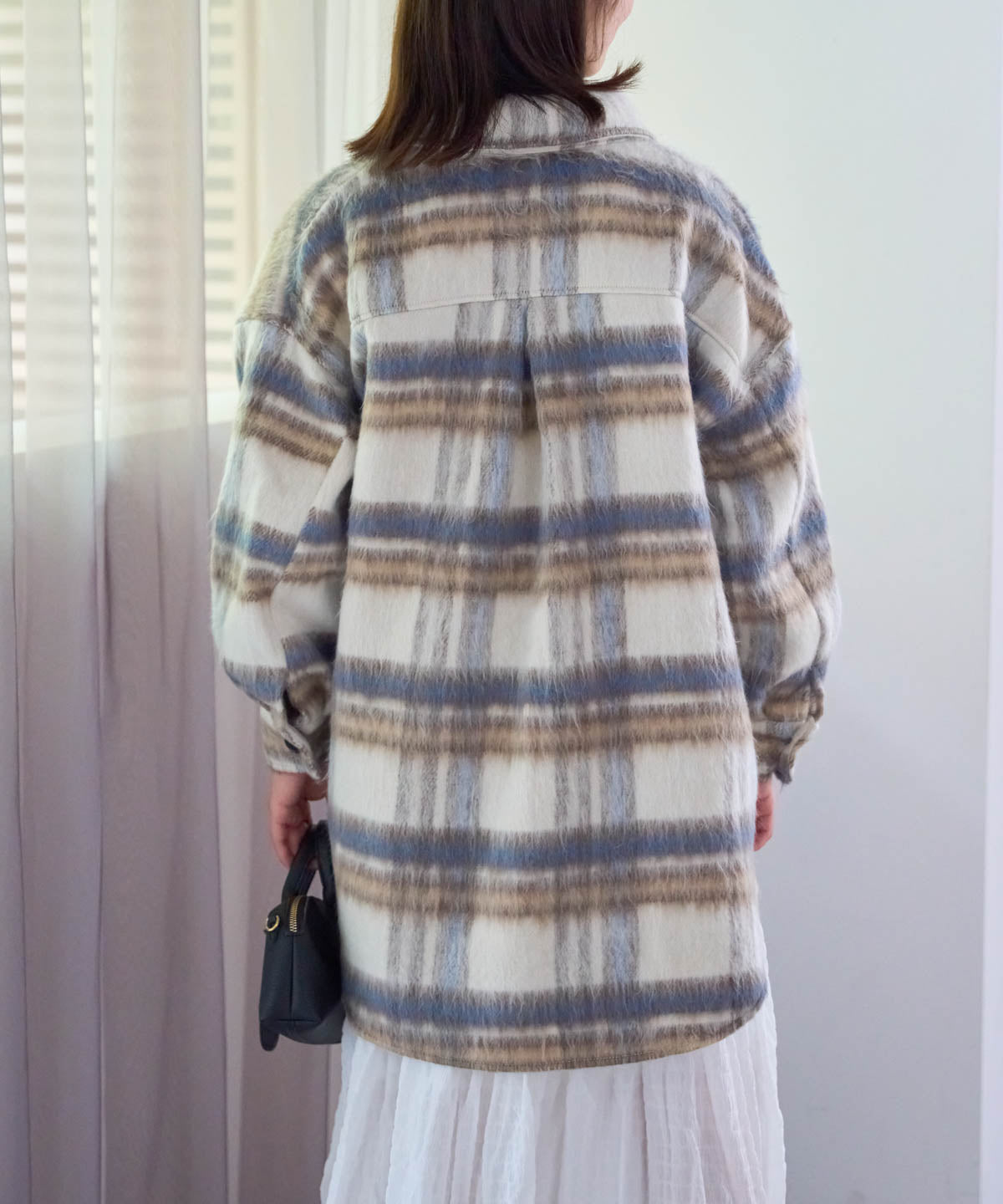 シャギーチェックシャツジャケット