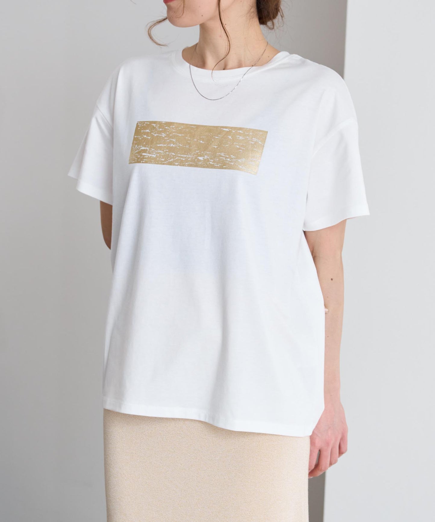 箔プリント半袖Tシャツ