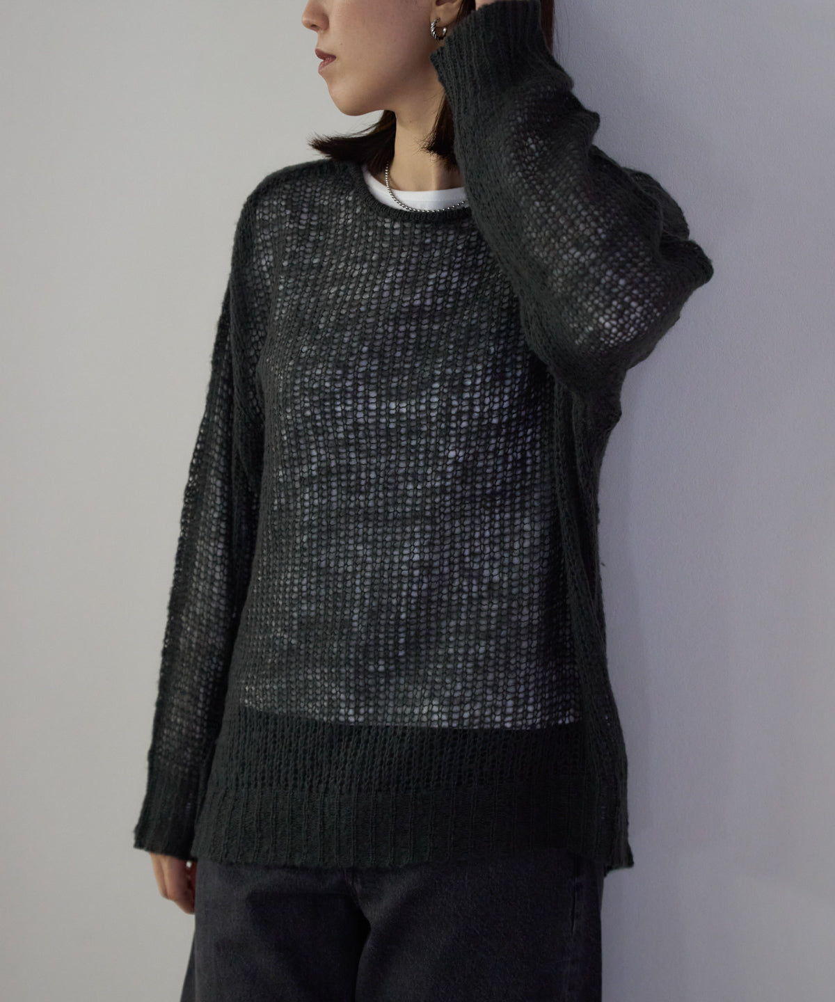 シアーモヘアタッチロングニットプルオーバー