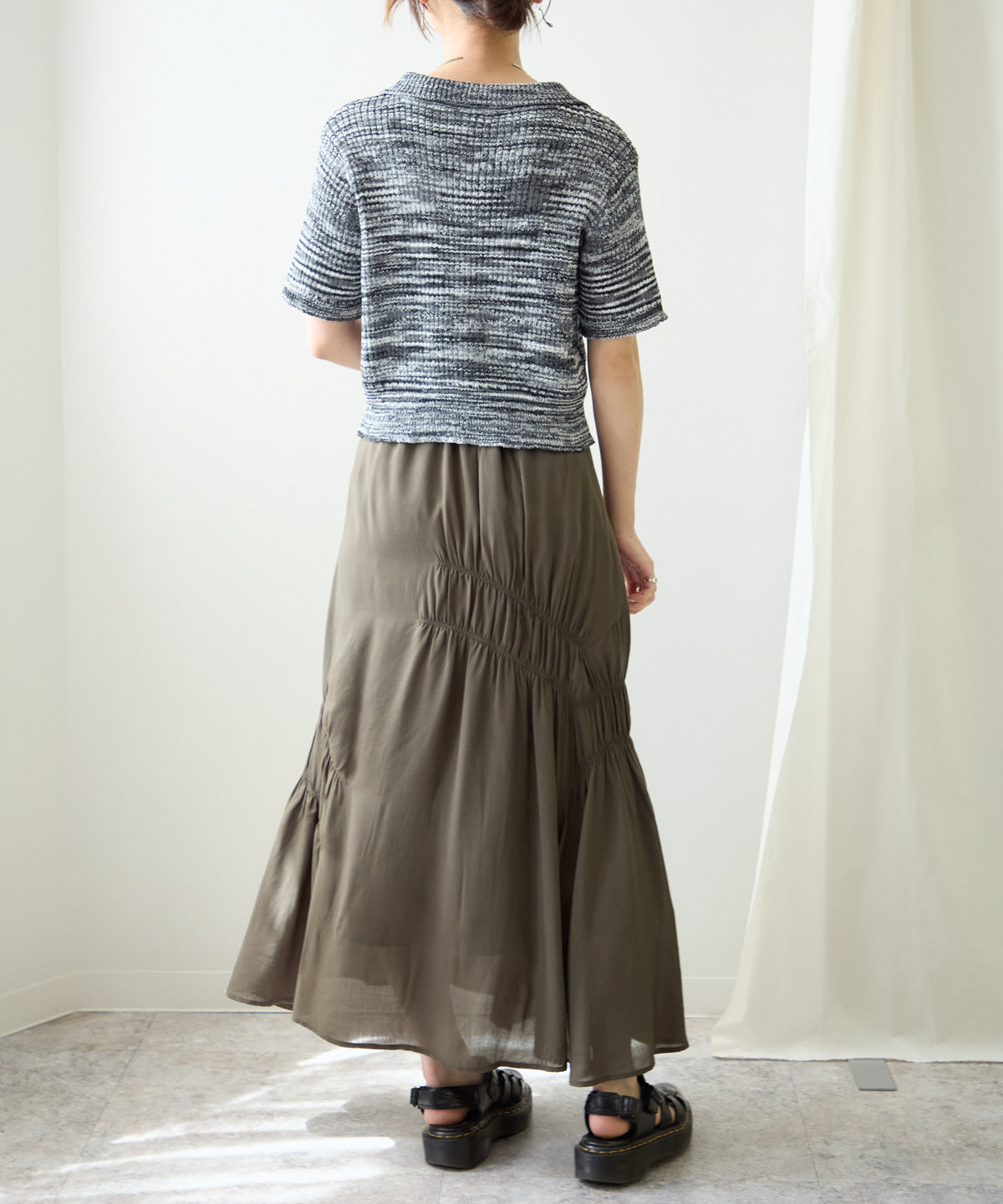 ギャザーアシメ切替スカート
