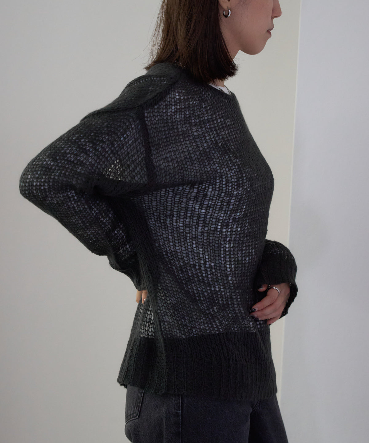 シアーモヘアタッチロングニットプルオーバー