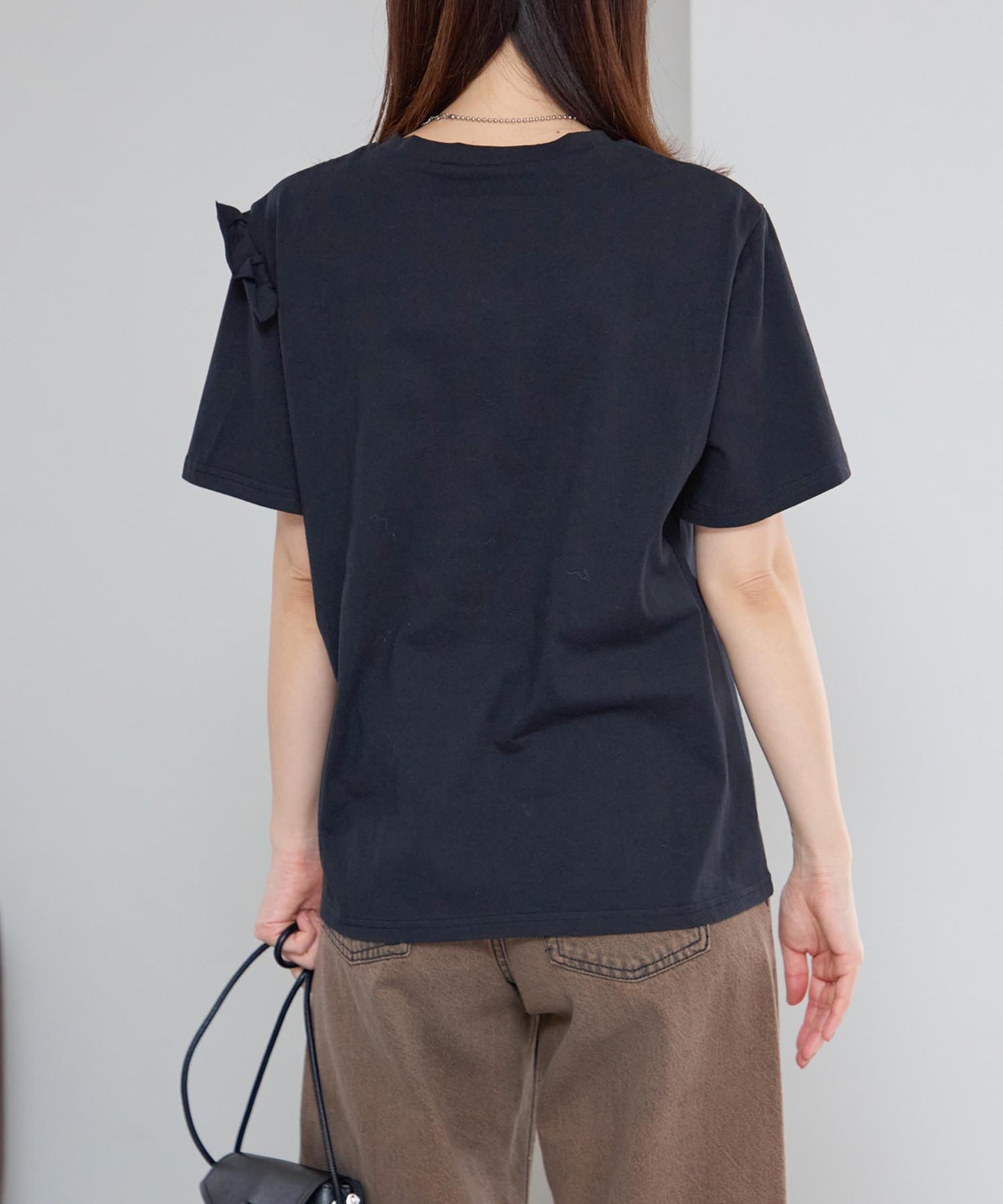 アシンメトリーフリル半袖Tシャツ