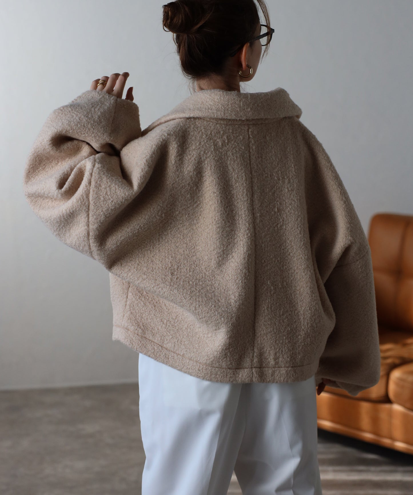 ショート丈 ボリュームスリーブ ボアジャケット