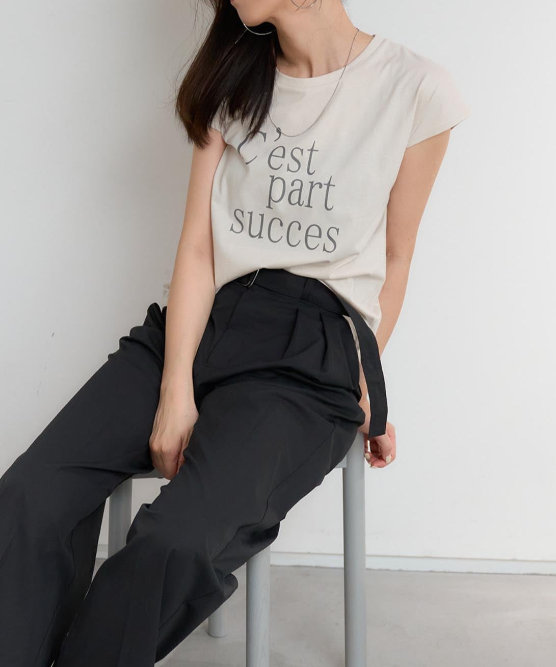 フロントロゴ フレンチスリーブTシャツ/サイロ コットンTシャツ