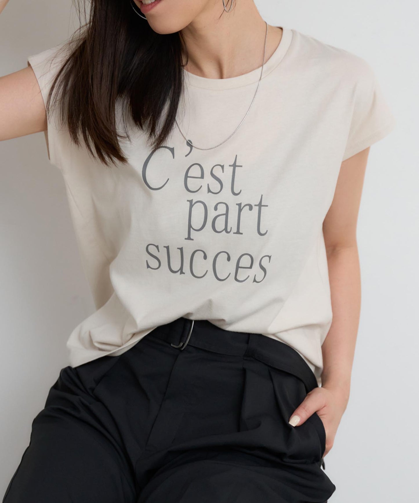 フロントロゴ フレンチスリーブTシャツ/サイロ コットンTシャツ