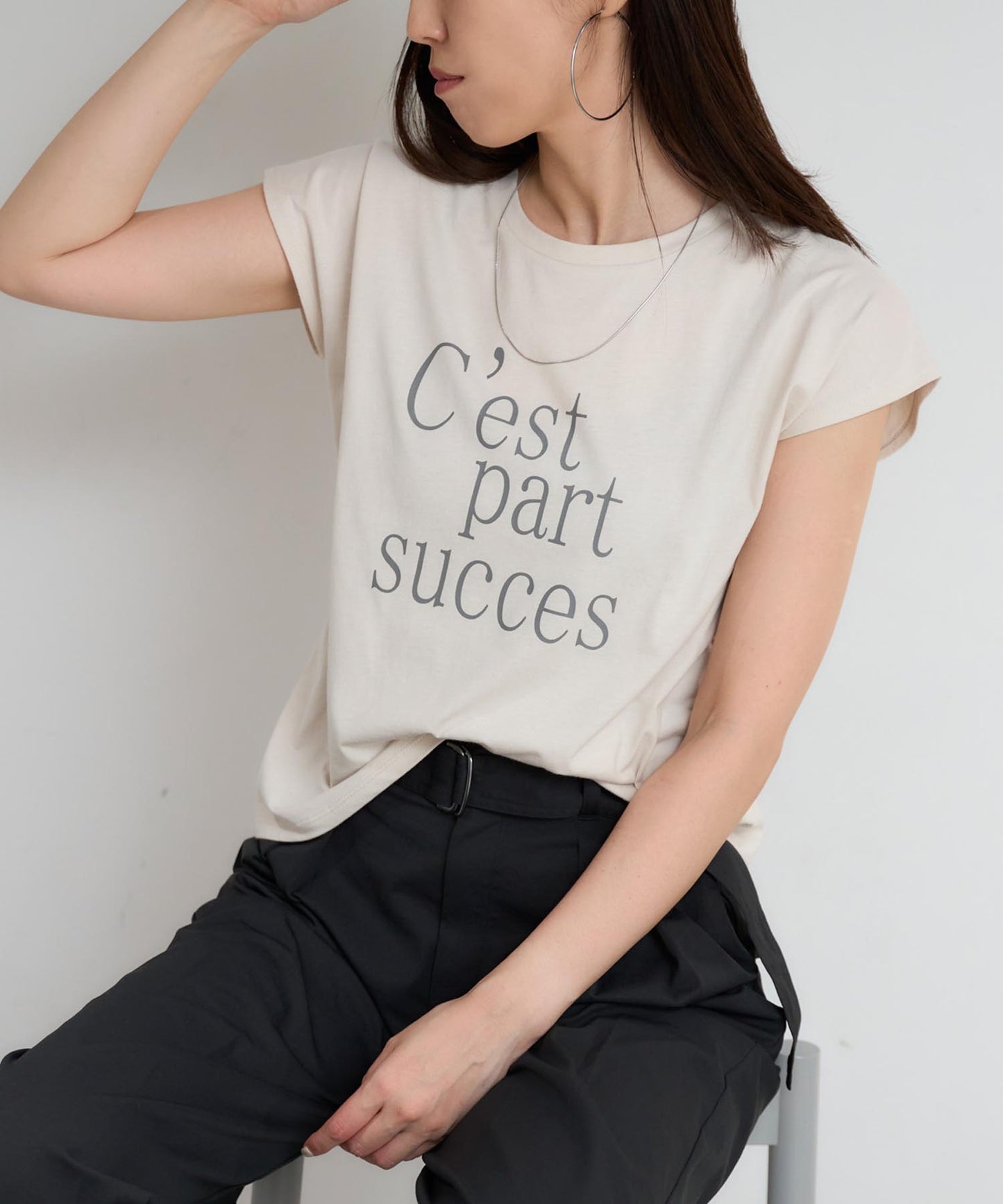 フロントロゴ フレンチスリーブTシャツ/サイロ コットンTシャツ