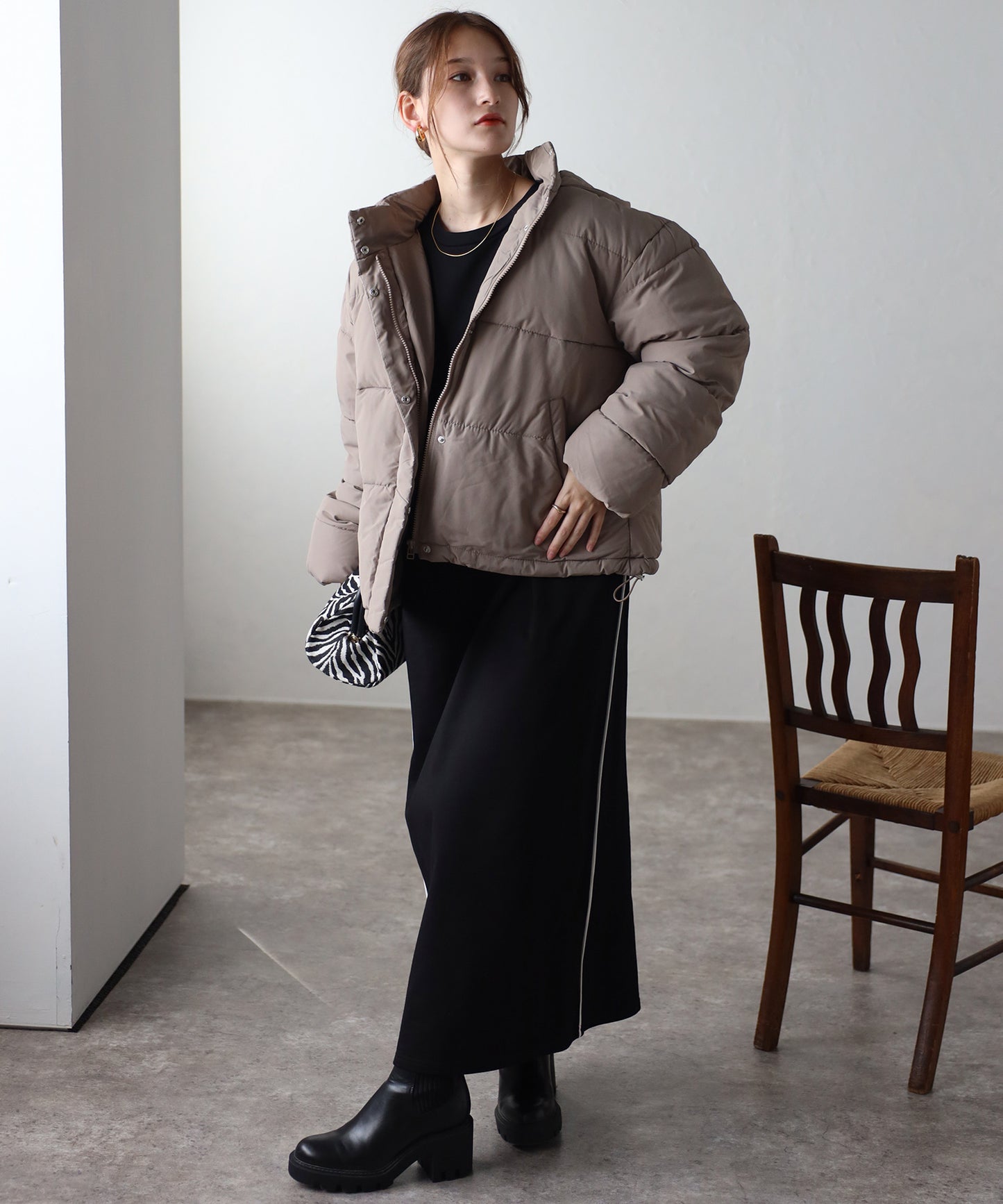 フード付き中綿ジャケット